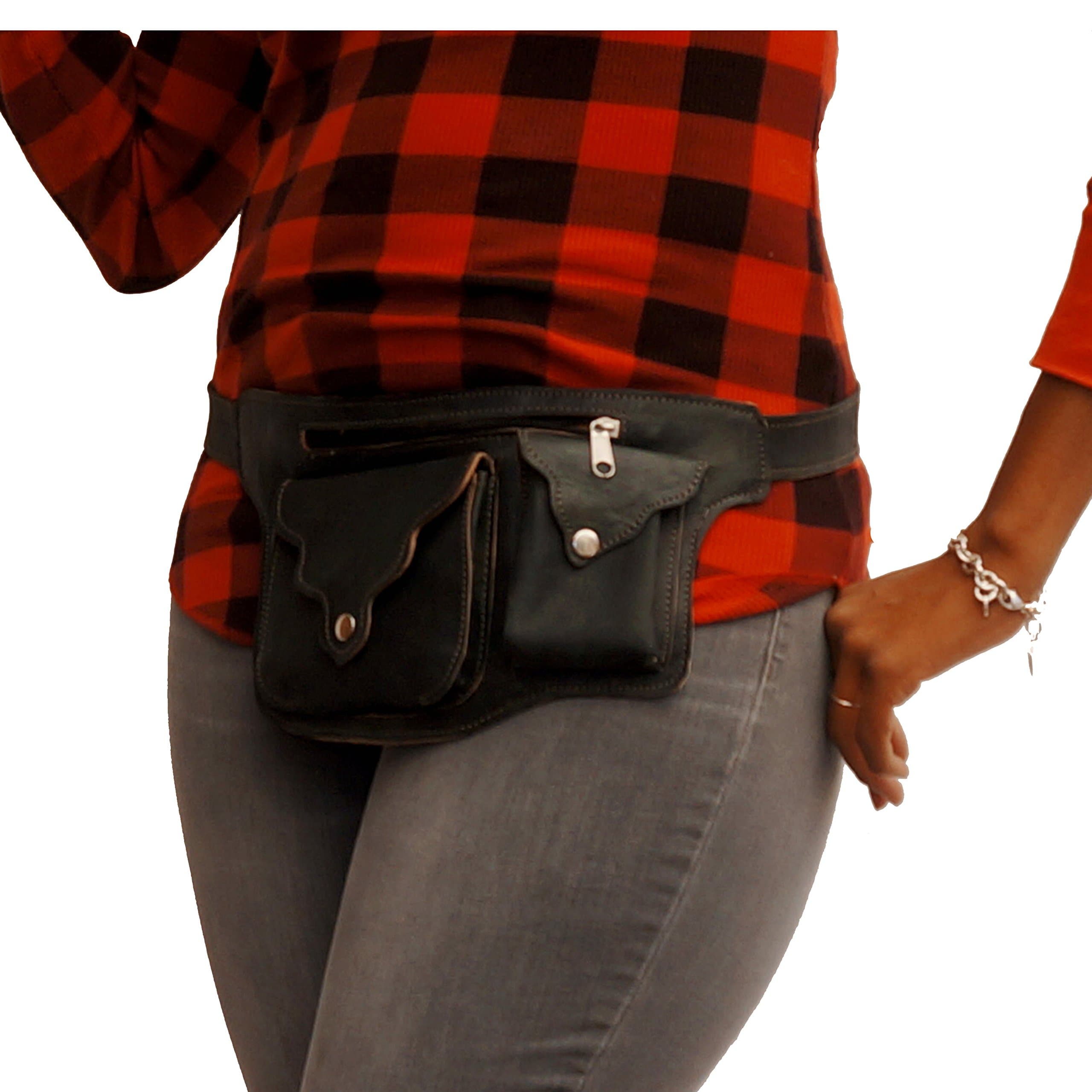 Leather Fanny Pack | Fashionable Handmade Hip Bag- Bum Belt By The Urban Turbanista BLACK hipbag
