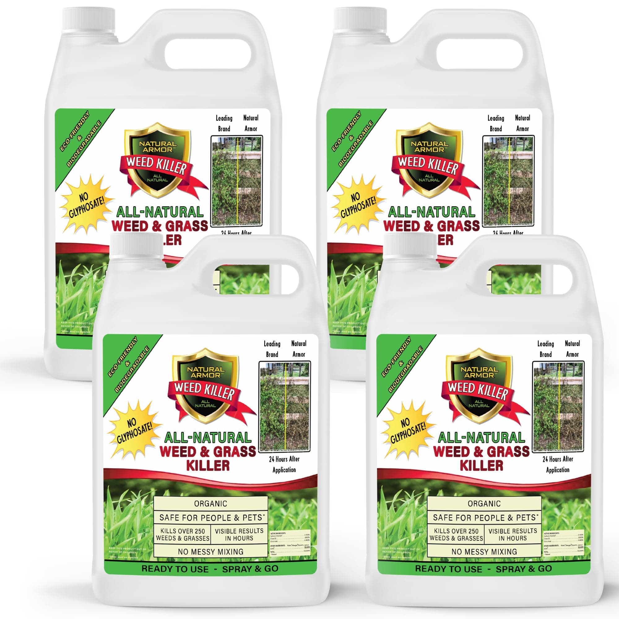 Natural Armor Weed and Grass Killer All-Natural Concentrated Formula. Contains No Glyphosate (1 Case of 4 Gallon Refills)