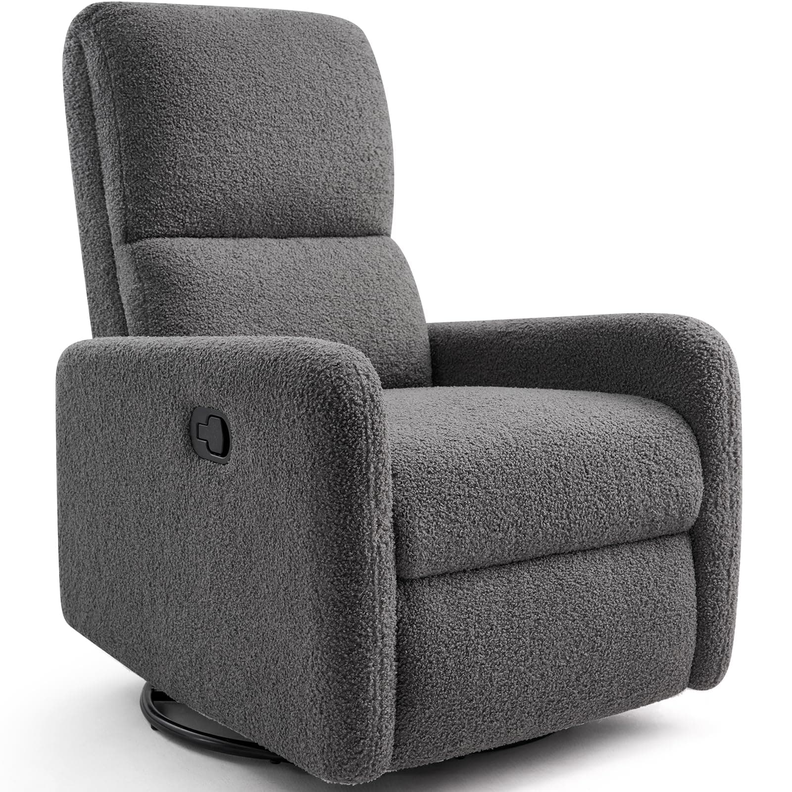 Swivel Rocking Chair Recliner Chair Massage with High Back, Reclining Single Sofa Nursery Rocker, Comfy Upholstered Modern Glider for Living Room, Gray Teddy