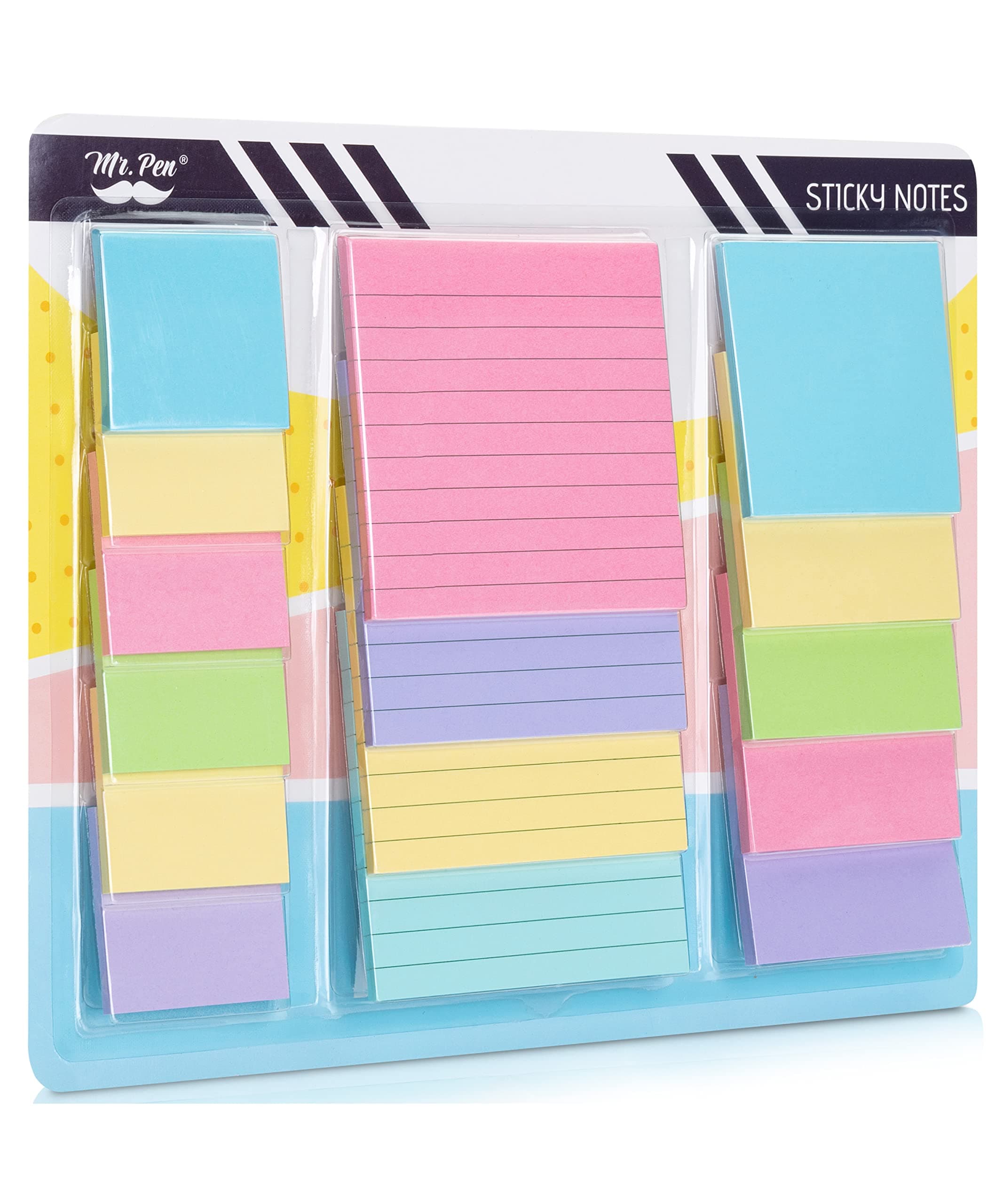 Mr. Pen- Sticky Notes Set, Assorted Sizes, 15 Pc, Pastel Colors, Sticky Notes, Sticky Note Pads, Sticky Notes Variety, Back to School Supplies