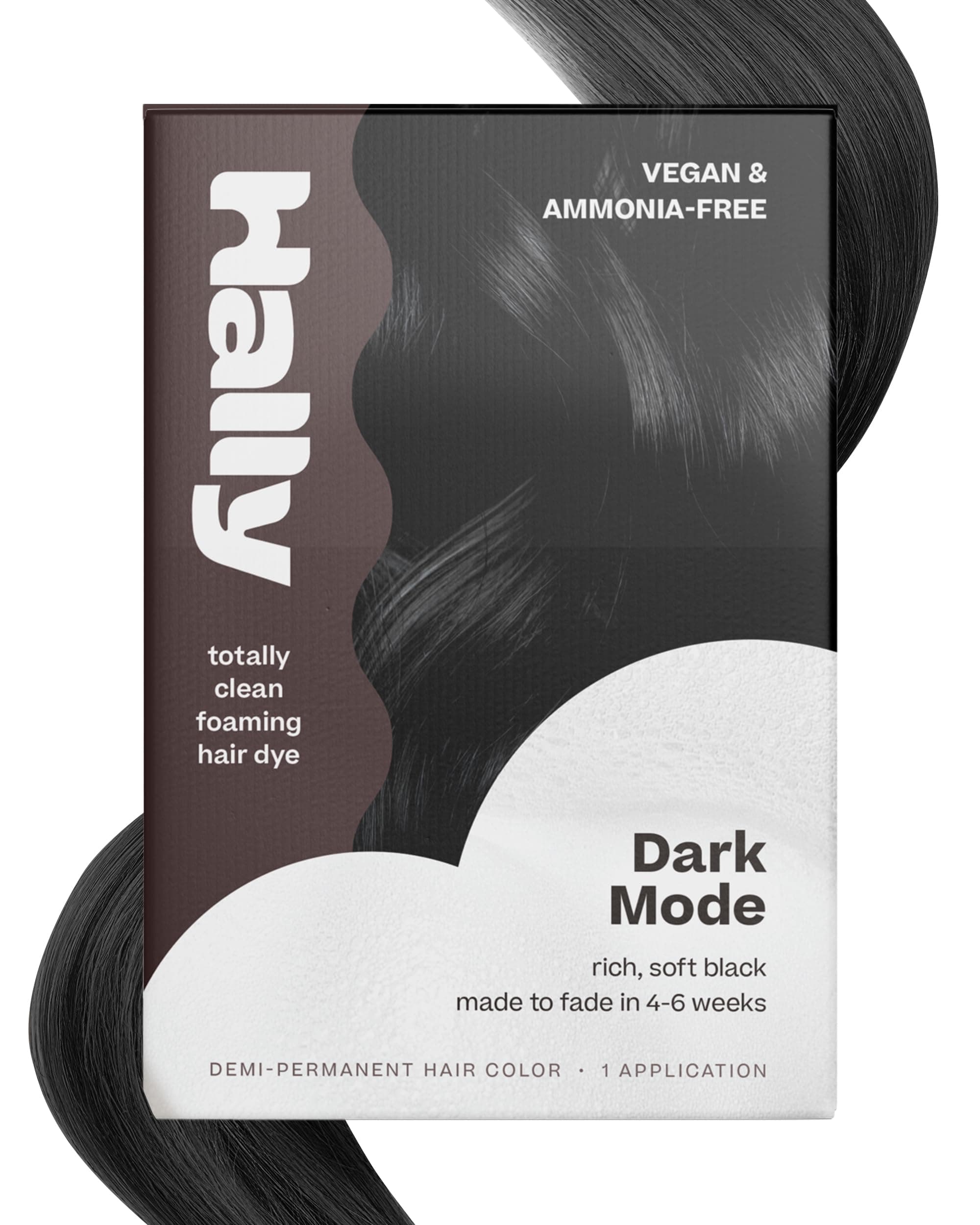 Hally Hair Color Cloud – Demi-Permanent Hair Color Foam in Black | Lasts Up to 25 Washes | Ammonia-Free | No Bleach | 4 fl oz