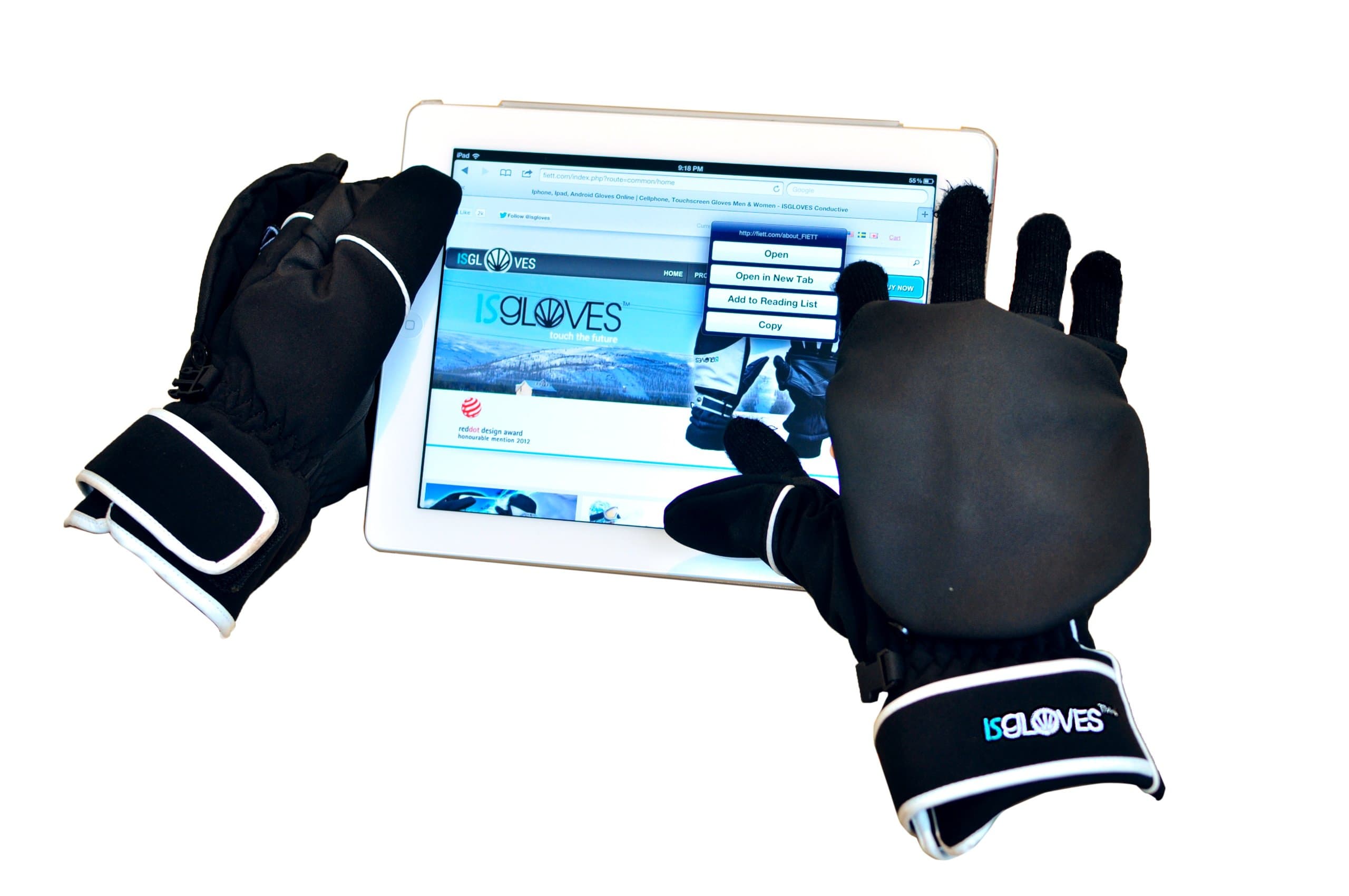 Award winning 5-finger Touch Screen gloves with mitten caps for additional winter warmth