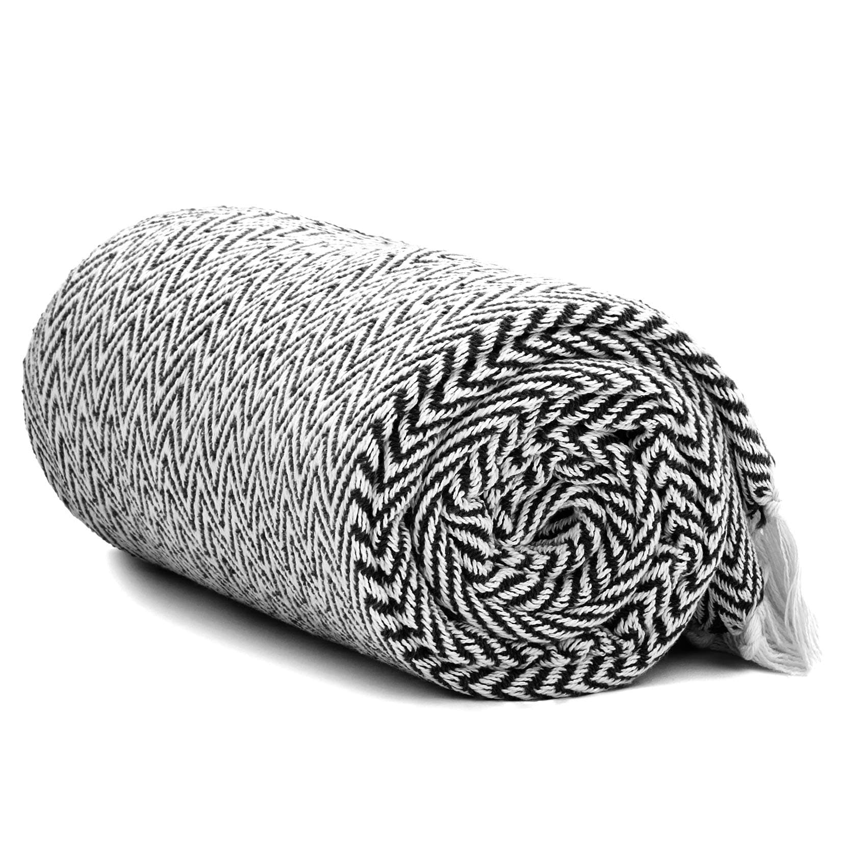 Americanflat Throw Blanket for Couch, 50x60, Black and White Herringbone