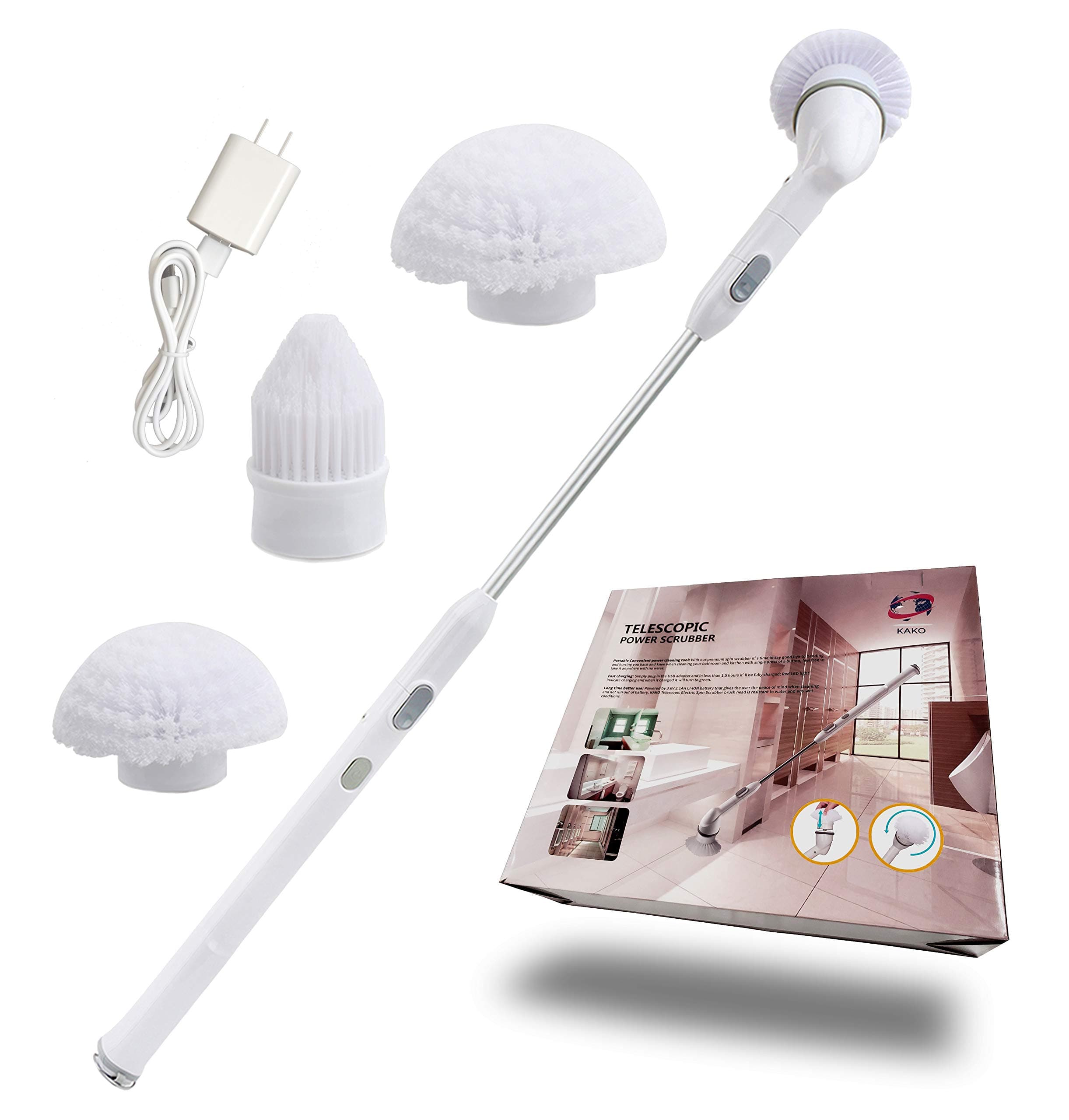 KAKO Cordless Spin Scrubber, White