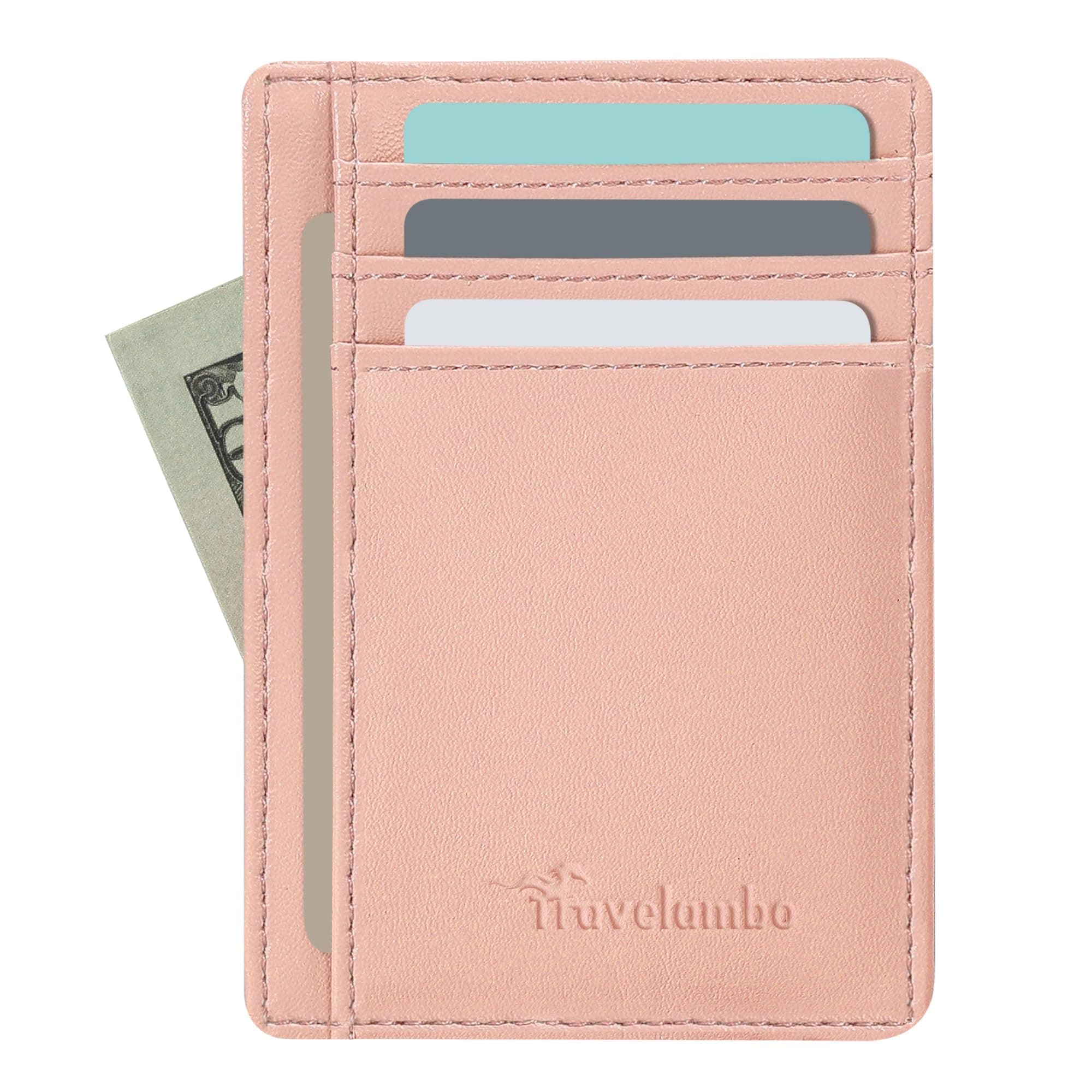 Travelambo Slim Wallet Front Pocket Minimalist Leather RFID Blocking Medium Size