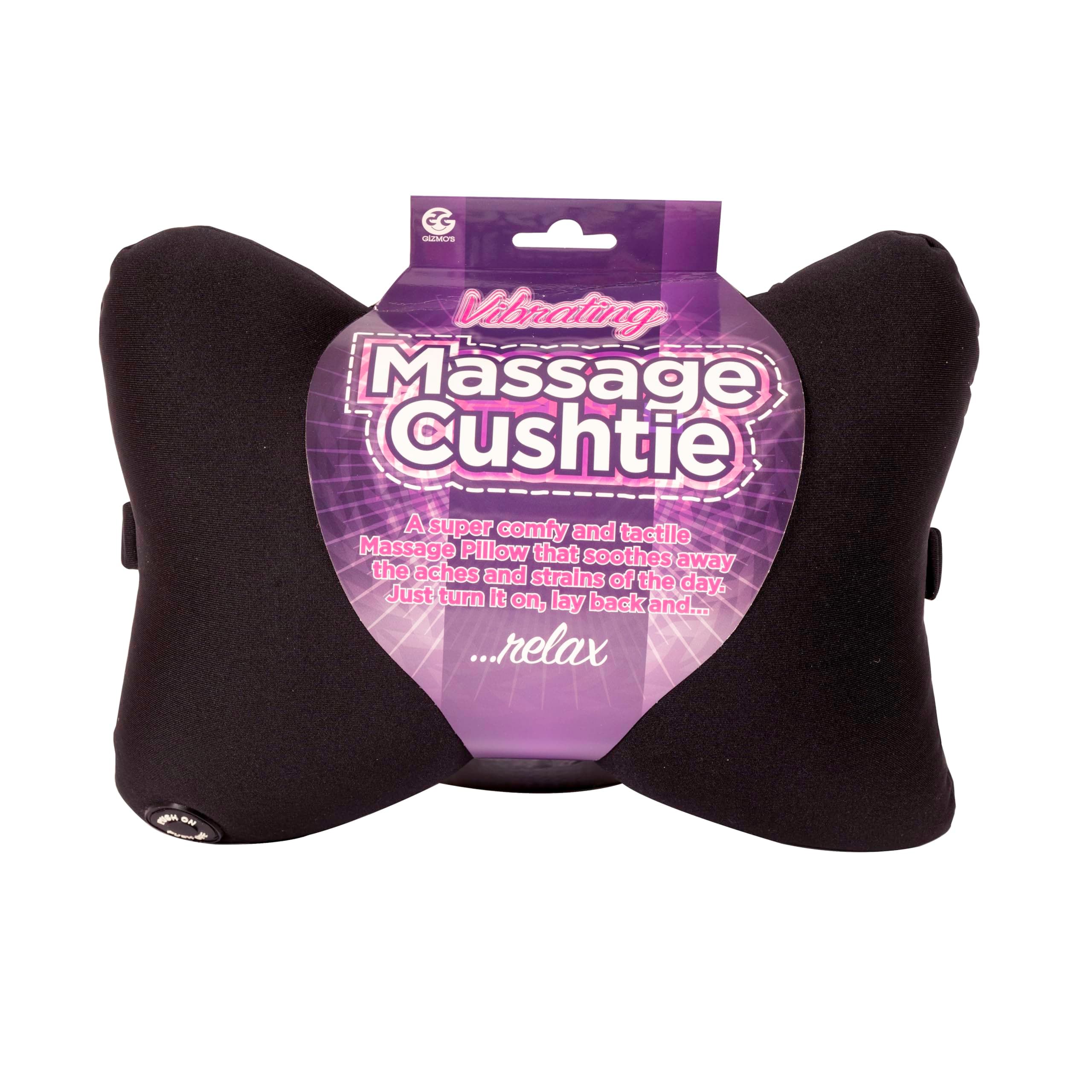 Funtime Gifts Vibrating Massage Cushtie, Synthetic, Black, 28 x 12 x 19 cm