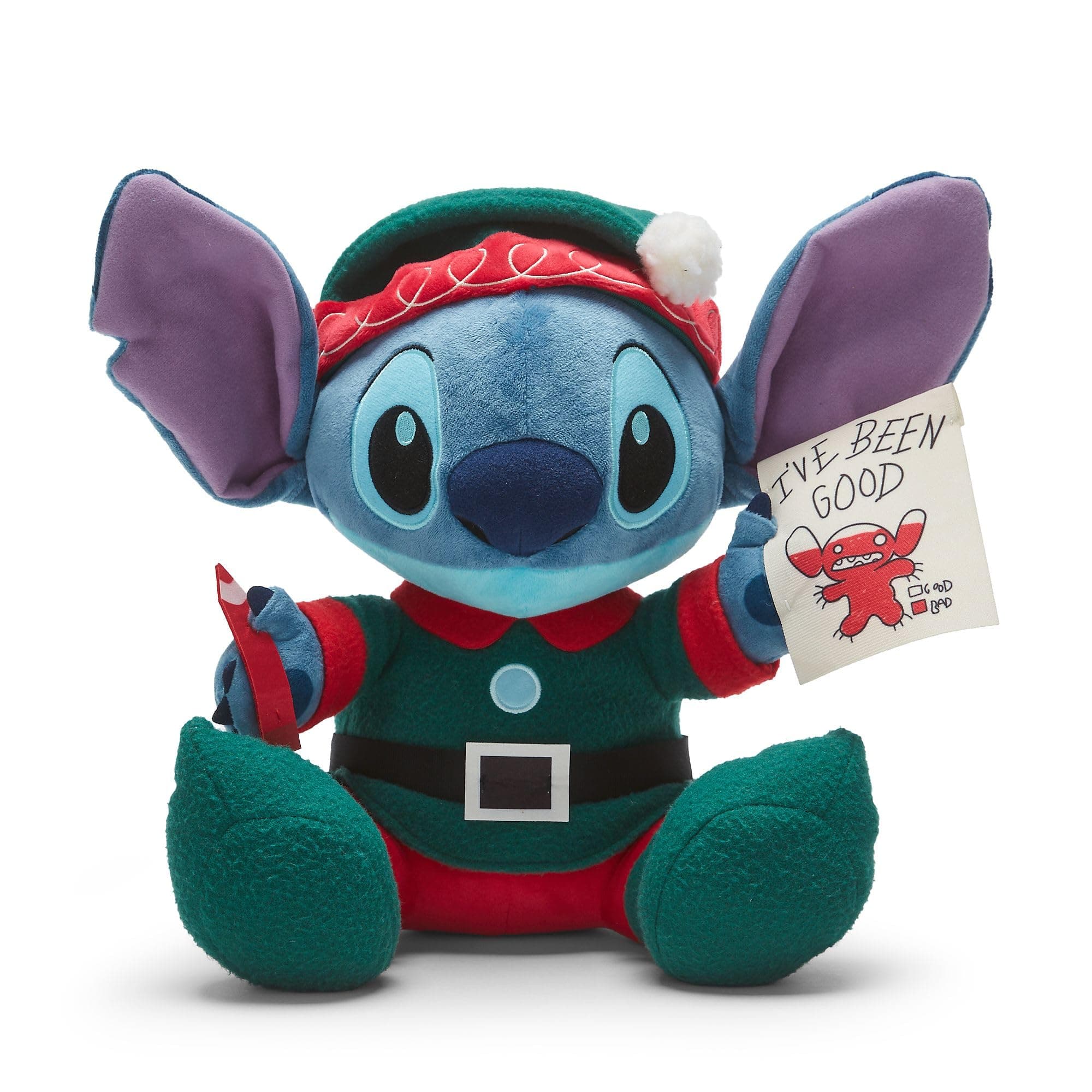 Disney Store Official Christmas Stitch Medium Soft Toy, Lilo & Stitch, 35cm/14”, Cute Plush Stuffed Alien in Festive Santa's Elf Costume, Suitable for Ages 0+