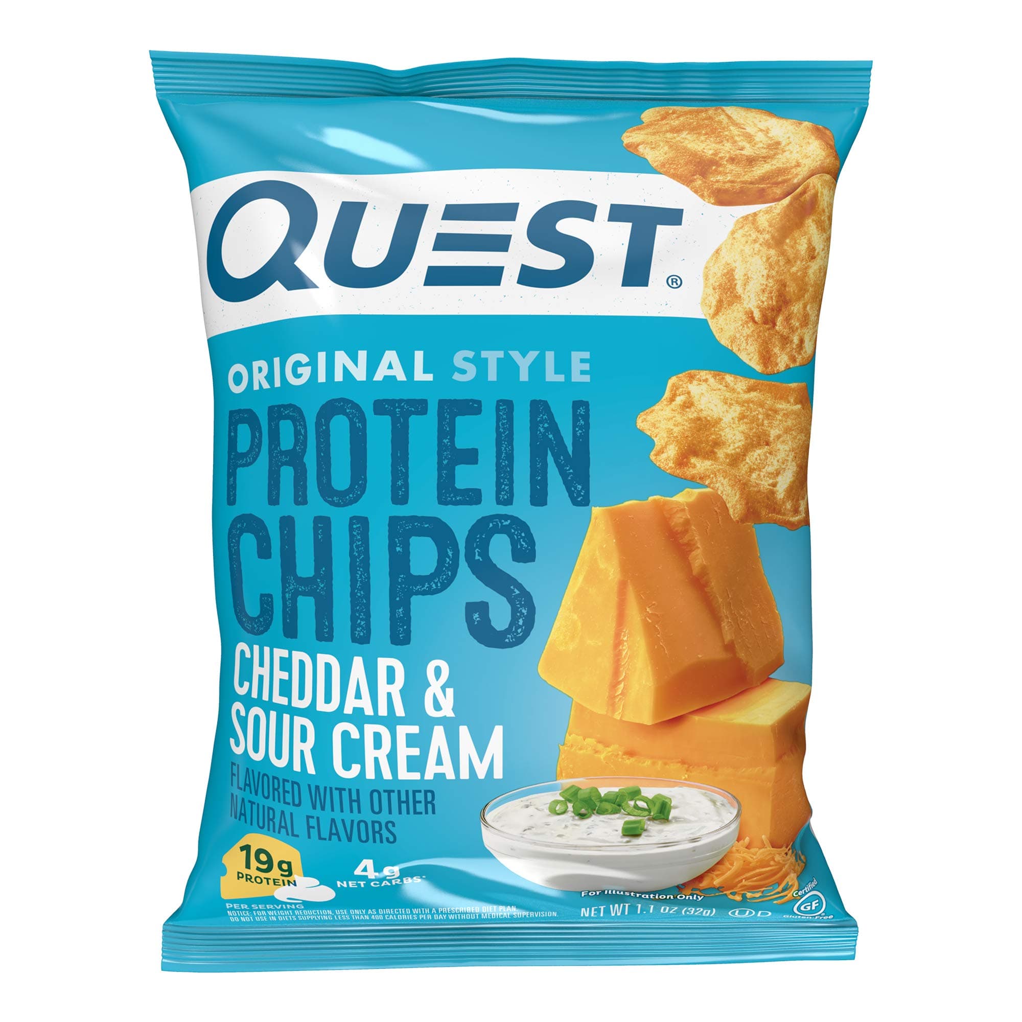 Nutrition Protein Chips, Cheddar & Sour Cream, High Protein, Low Carb, 1.1 Ounce (Pack of 12)