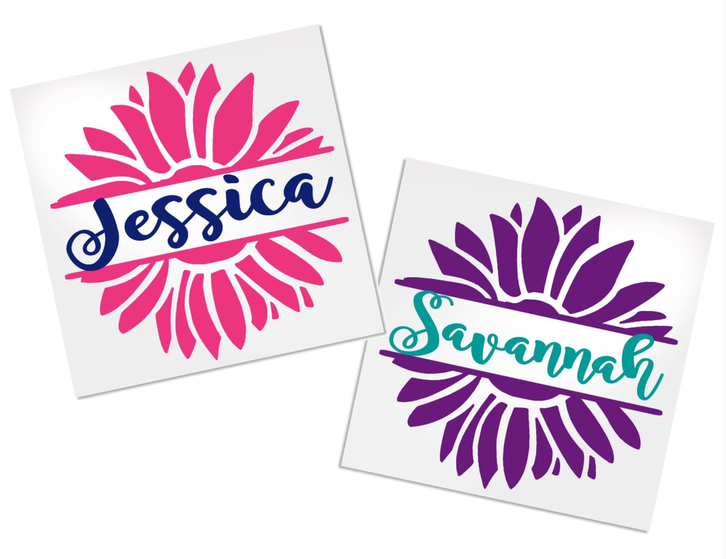 Flower Decals for Tumblers, Your Choice of Colors & Name | Decals by ADavis