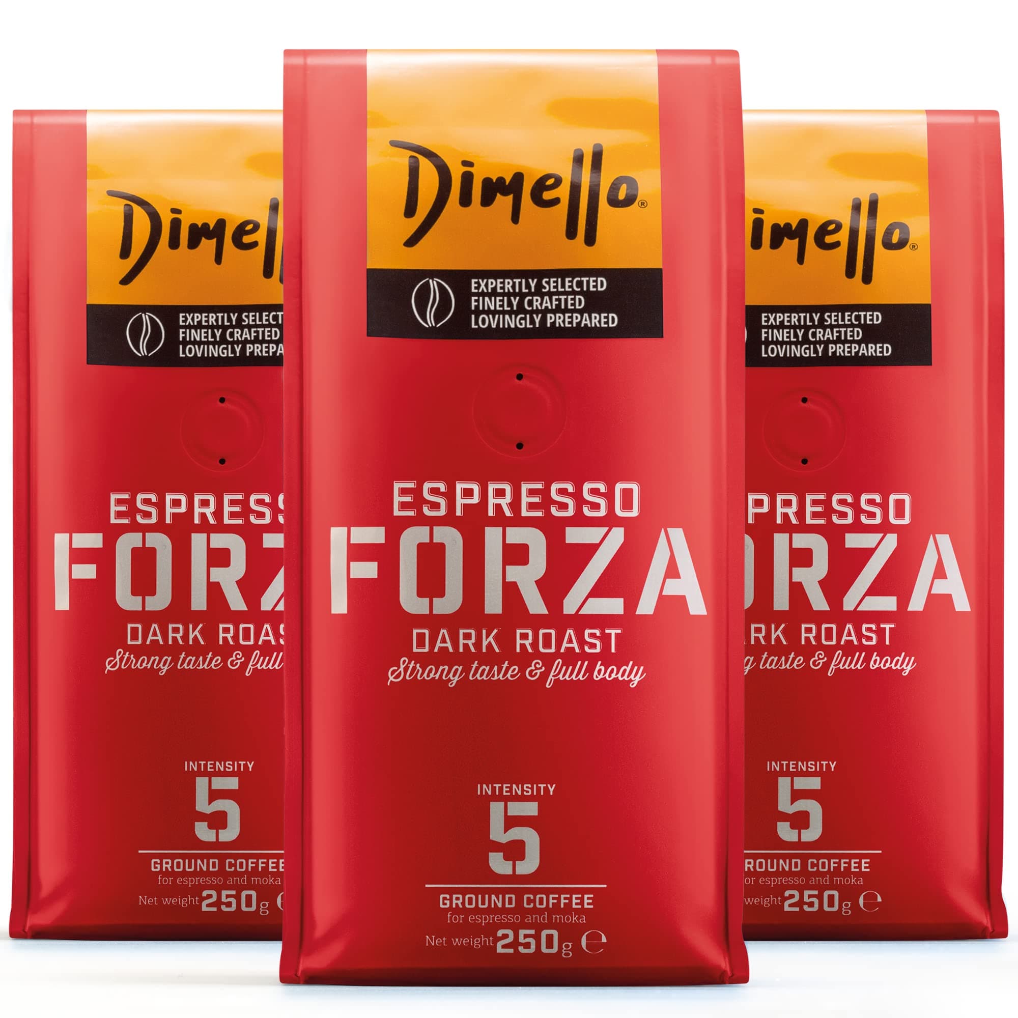 Sponsored Ad – Dimello Forza Espresso Ground 750g (3 x 250g) - Premium Arabica & Robusta, Strong & Full-Bodied Dark Roast - 3 x 250g