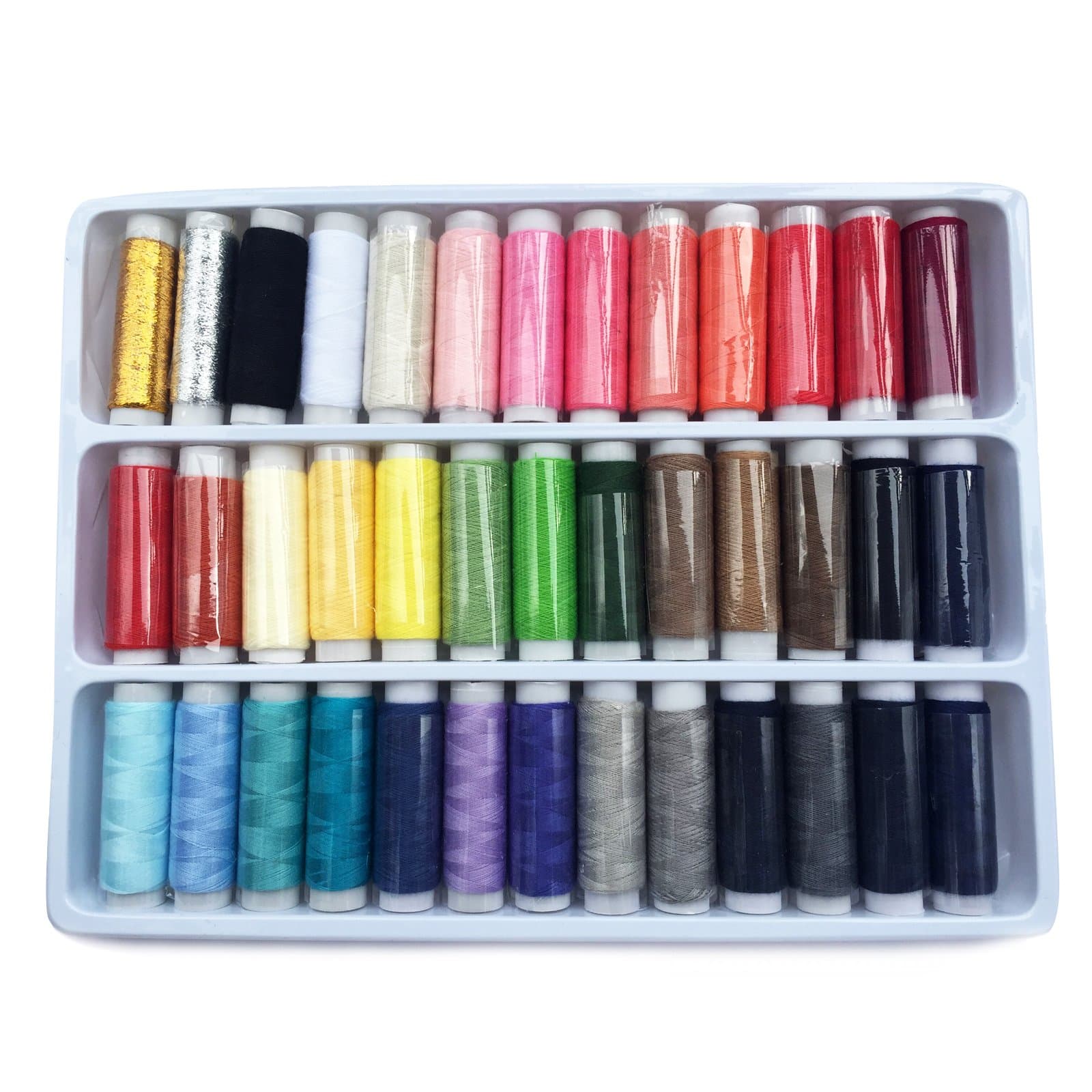 Liroyal 39 Assorted Color 200 Yards Per Unit Polyester Sewing Thread Spool Set + A set of quality manual sewing tools