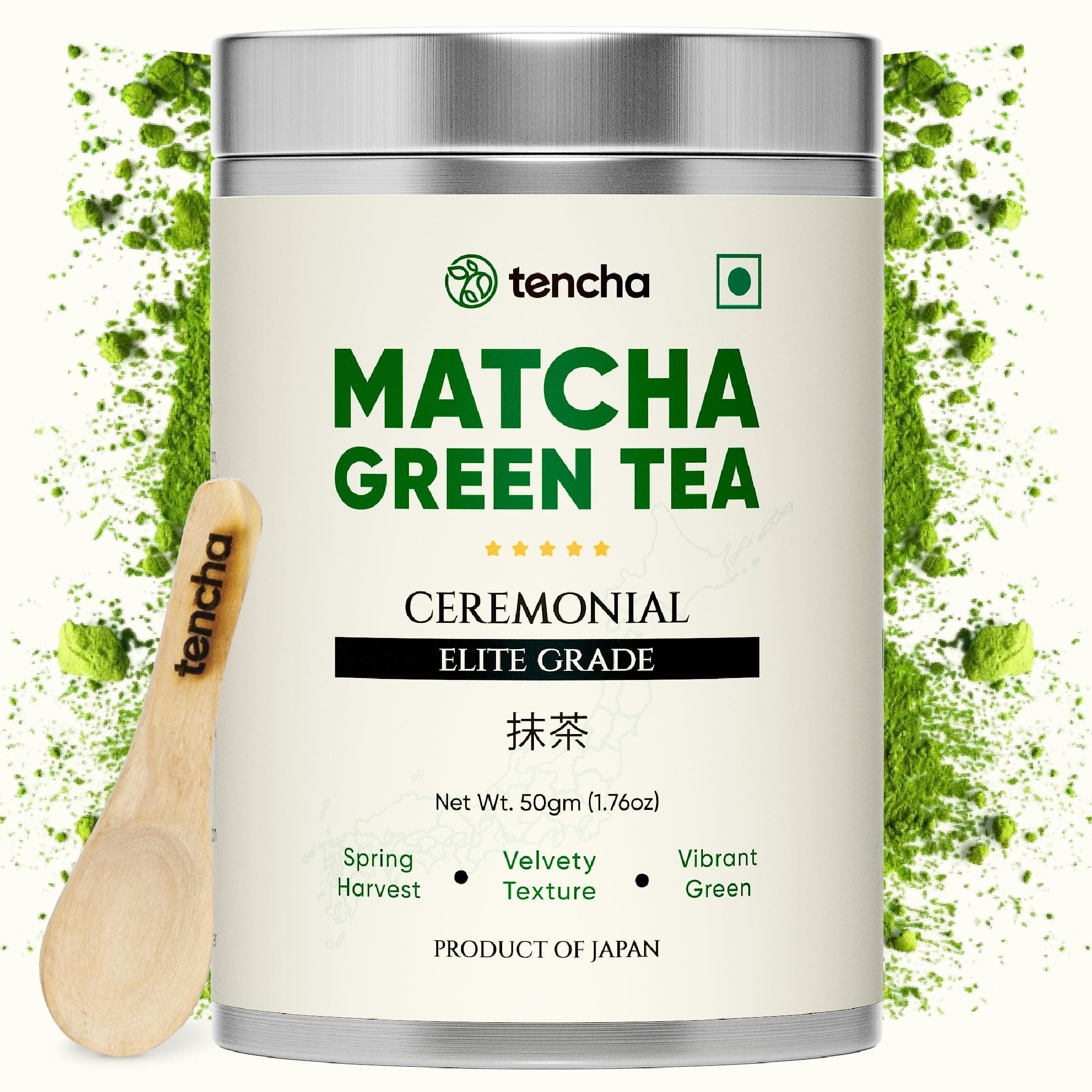 Tencha Ceremonial Elite Grade Matcha Green Tea | 100% First Harvest | Japanese Matcha Powder | Vibrant Green, Smooth & Velvety | Spring Harvest | 50g