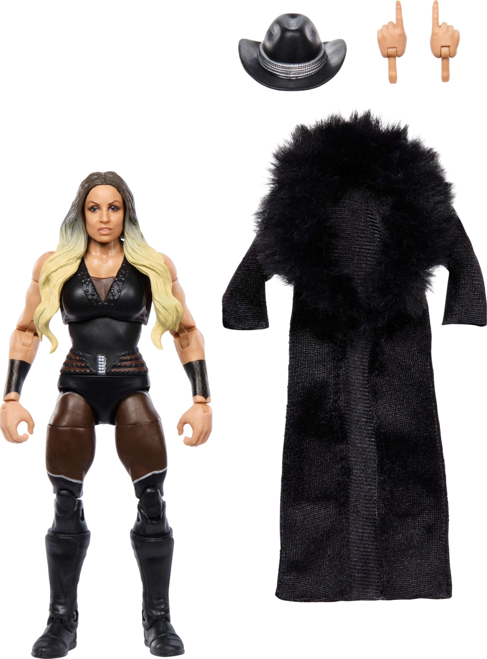 Mattel WWE Elite Action Figure & Accessories, 6-inch Collectible Trish Stratus with 25 Articulation Points, Life-Like Look & Swappable Hands