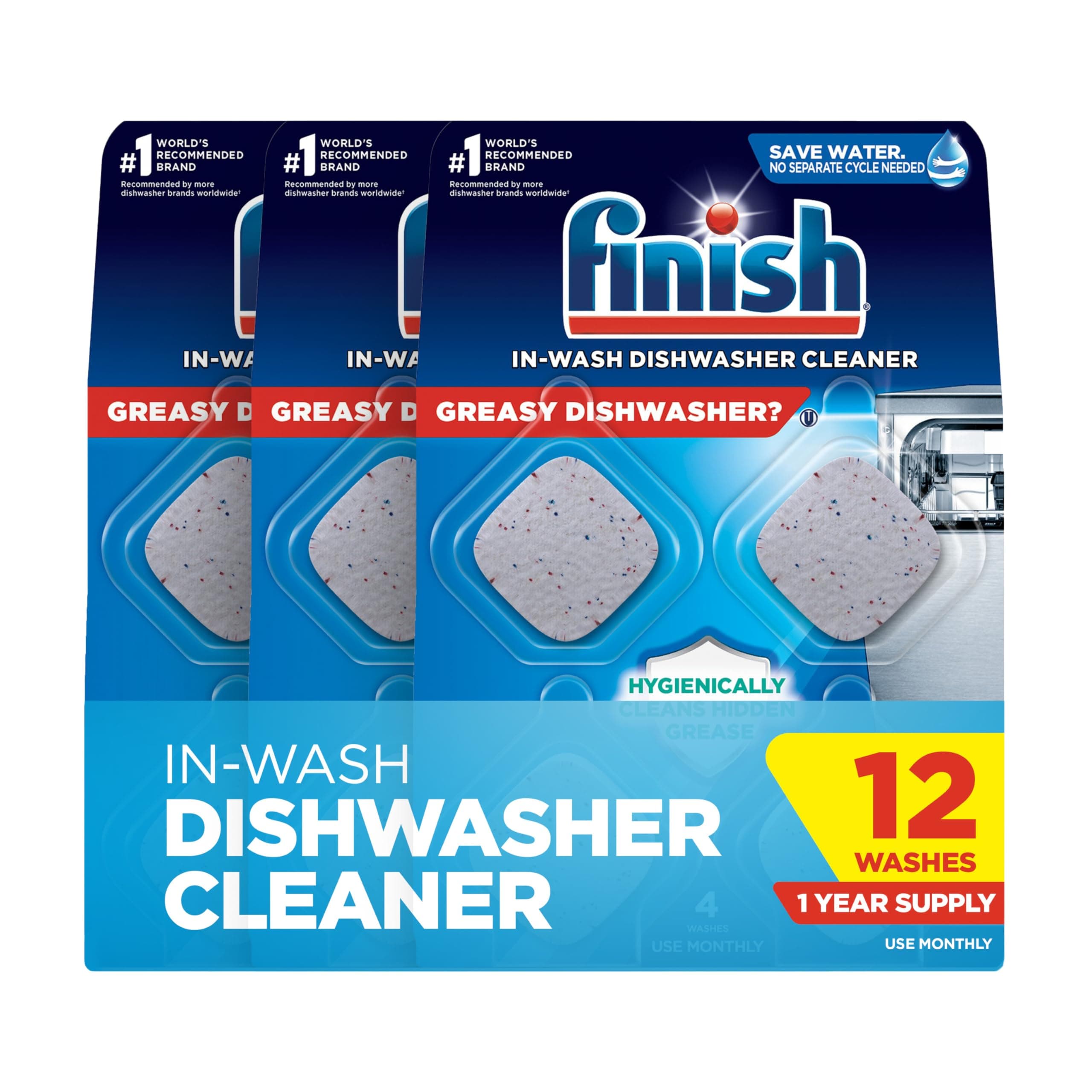 Finish in-Wash Dishwasher Cleaner: Clean Hidden Grease and Grime, 12 ct