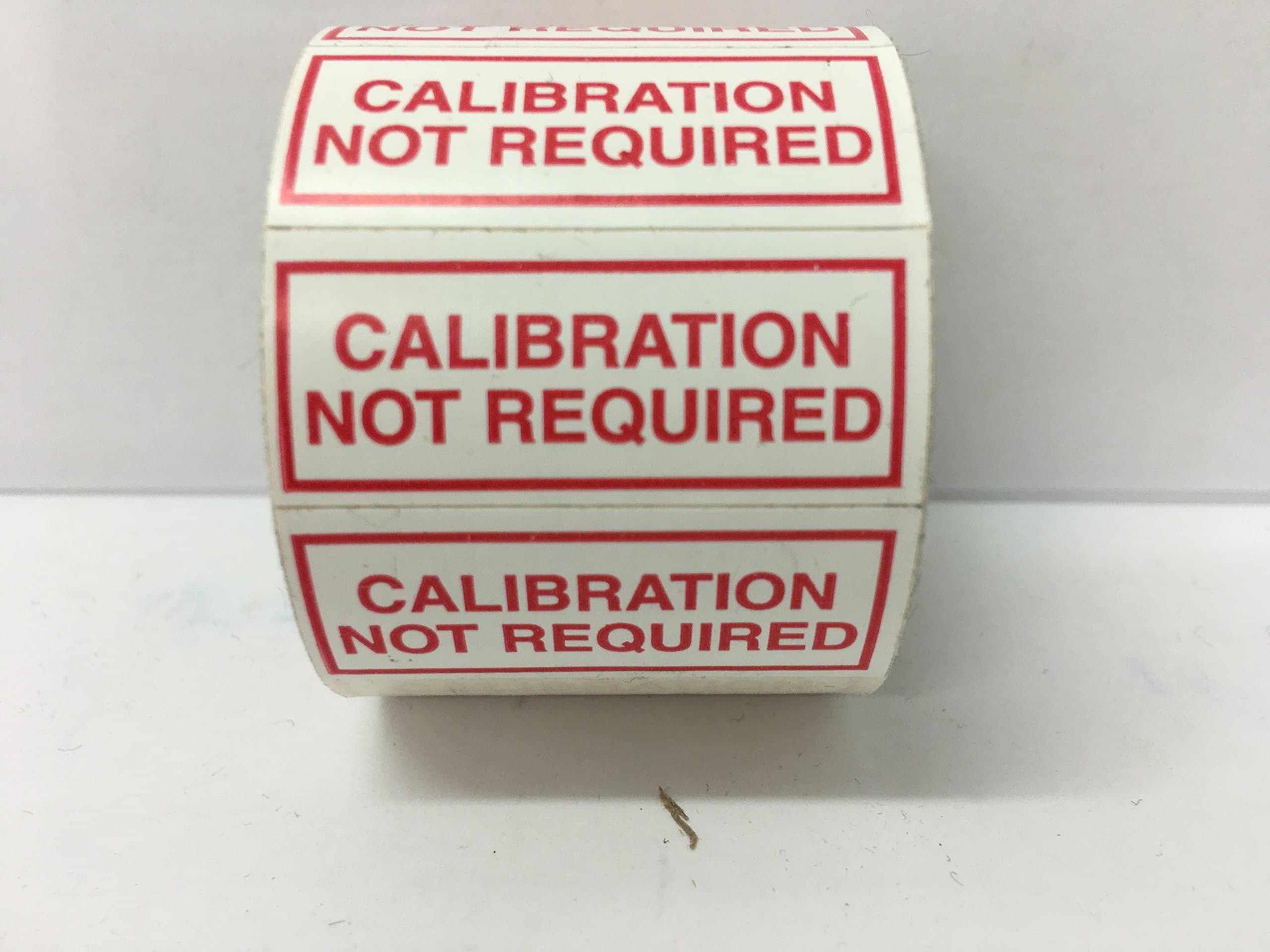 Calibration Not Required Stickers for Inspection and Quality Control, 1.5 x .625 inch (1 1/2"x5/8") in Size, White Poly Material, 500 Self-Adhesive Labels on 1 Roll