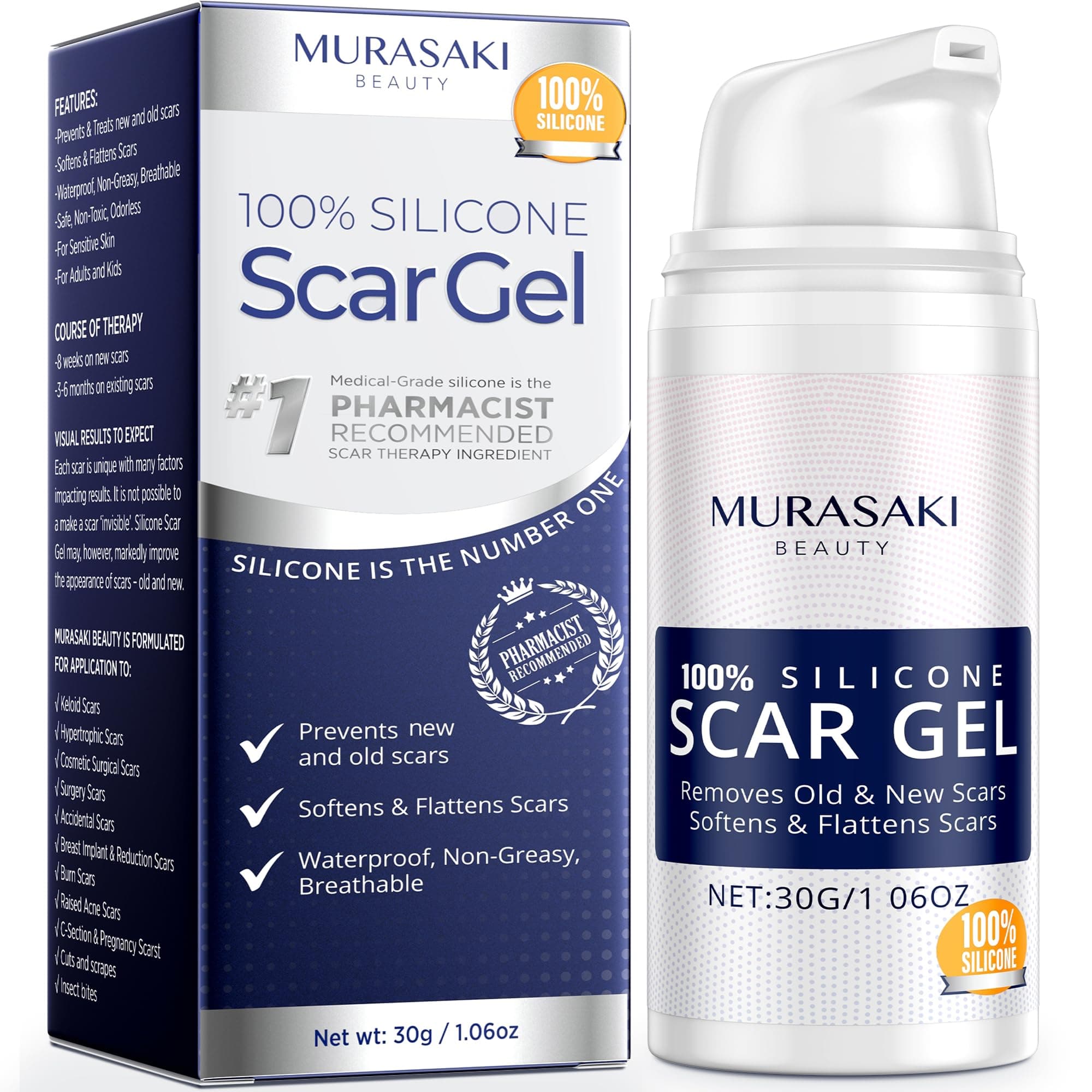 Silicone Scar Gel 30g Scar Cream,Scar Removal,Scar Treatment, Scar Removal Cream for C-Section, Stretch Marks, Acne, Surgery, Effective for Both Old and New Scars