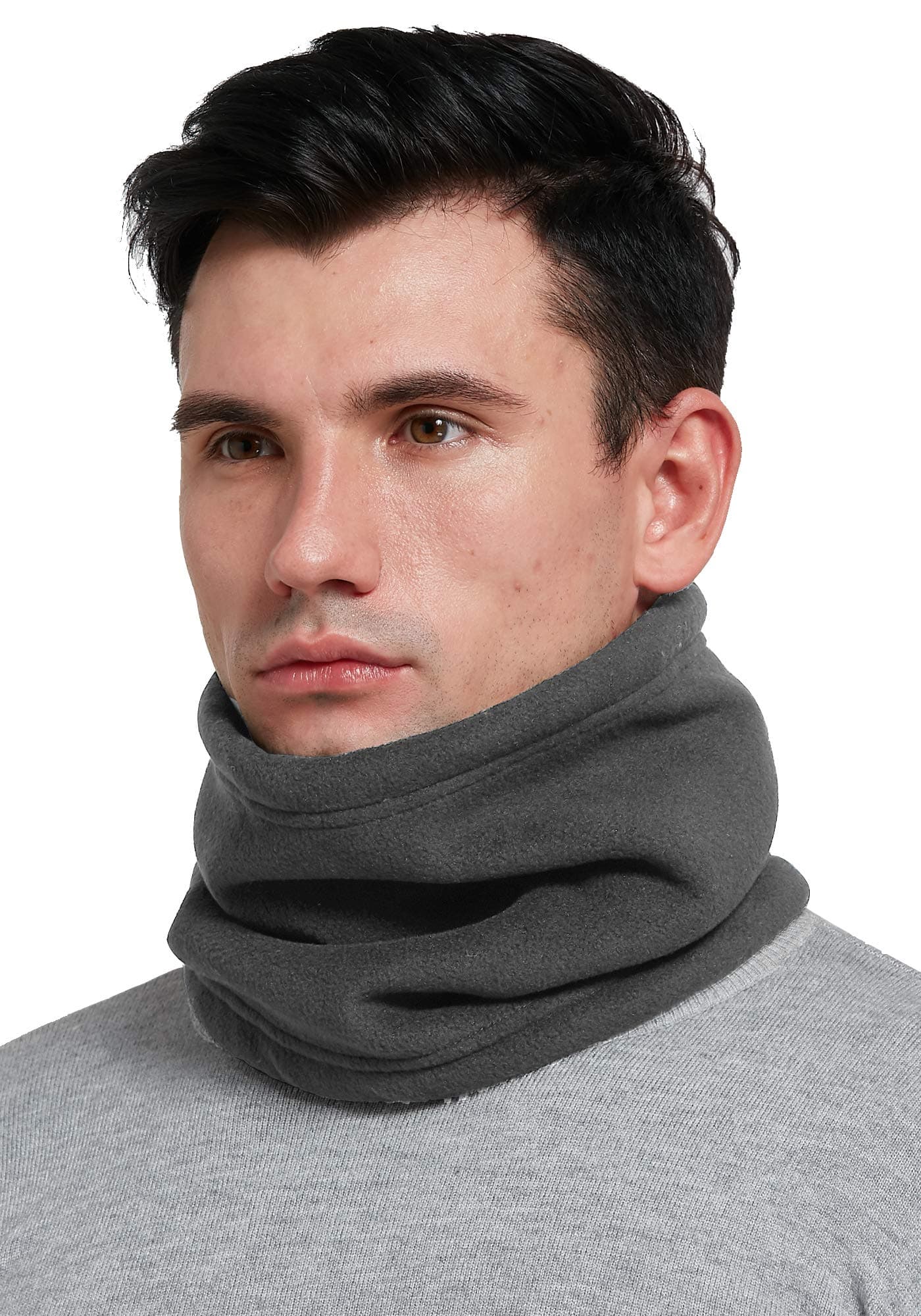 Mojing Men & Women Fleece Neck Warmer Windproof Snood Winter Thermal Neck Gaiter Tube for Cycling Motorcycle Ski Face Mask(Grey)