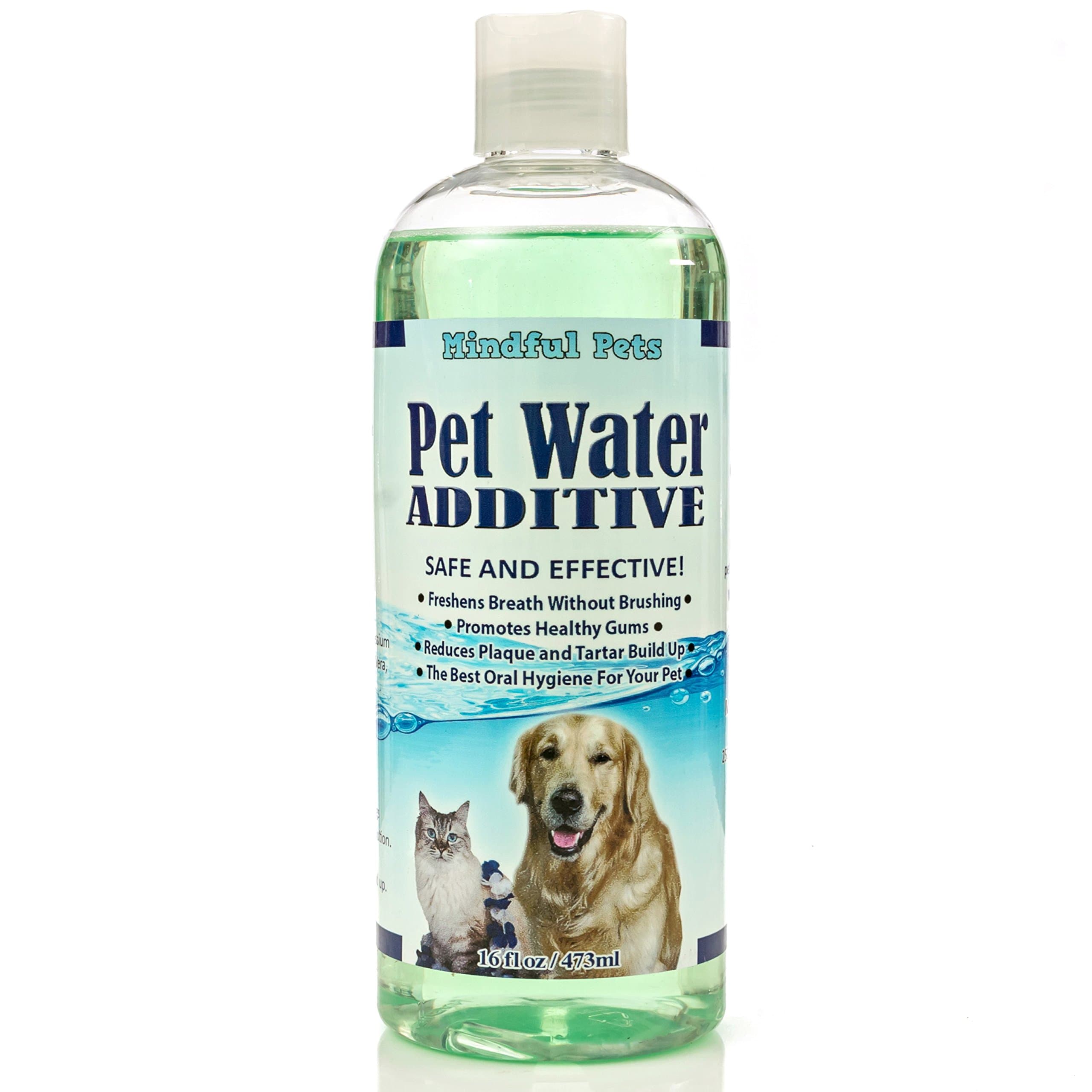 Mindful Pets Pet Water Additive Dental Care - Freshen Breath, Promote Healthy Gums, Reduce Plaque and Tarter Build Up - for Dogs and Cats, 16oz