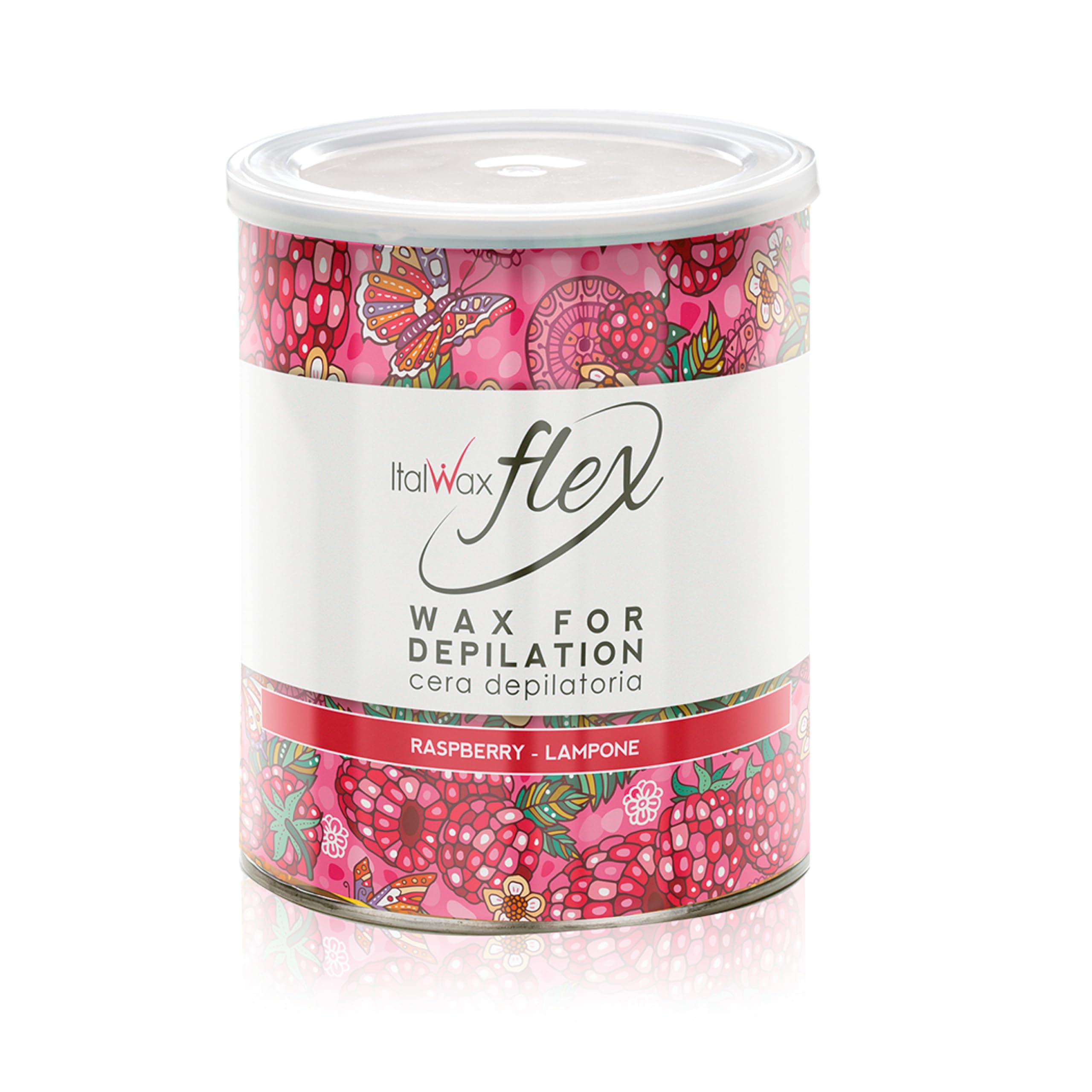 Flex Raspberry 800ml - Soft wax for hair removal - Raspeberry Aroma - Liposoluble syntetic formulation - Ideal for waxing all body area