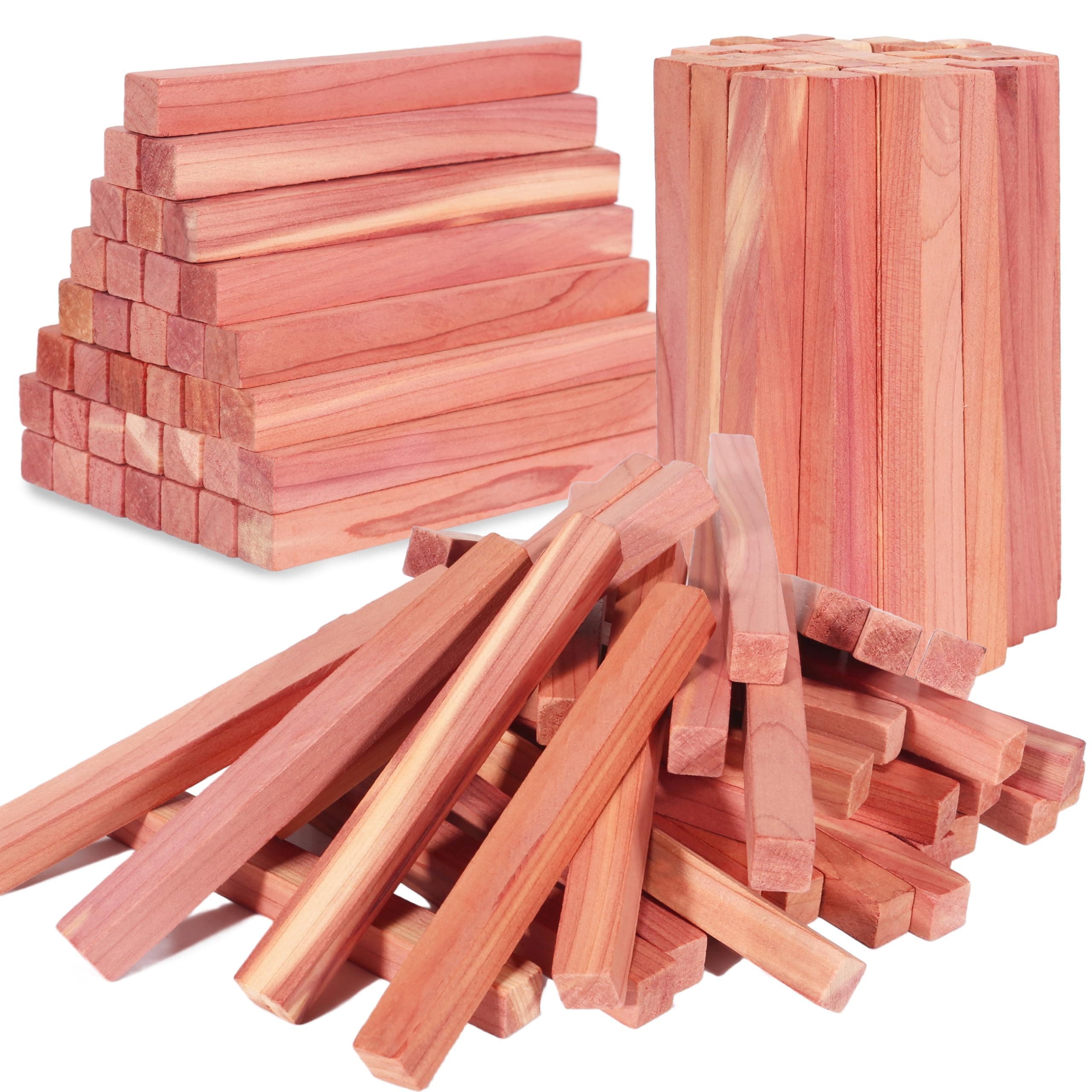 50PCS Cedar Sticks, 100% Aromatic Red Cedar Blocks for Closet Storage, Wardrobe, Closets Drawers