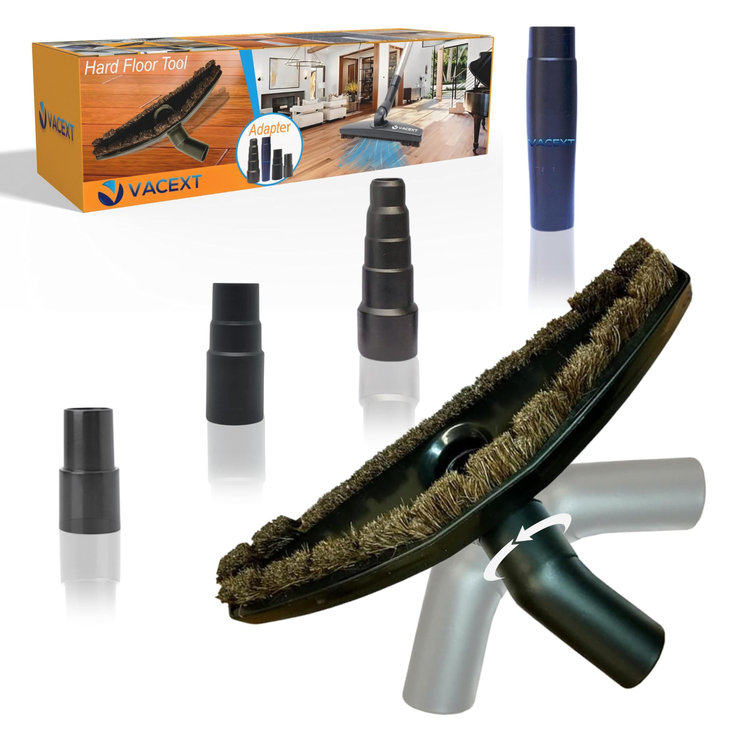 Horsehair Hardfloor Attachment for Wood and Tile Floors plus Vacuum Hose Adapter Compatible with Most Vacuum Cleaners Vacuum Attachments Accessories- Small Shop Vac Adapter - Hardwood Floor Attachment