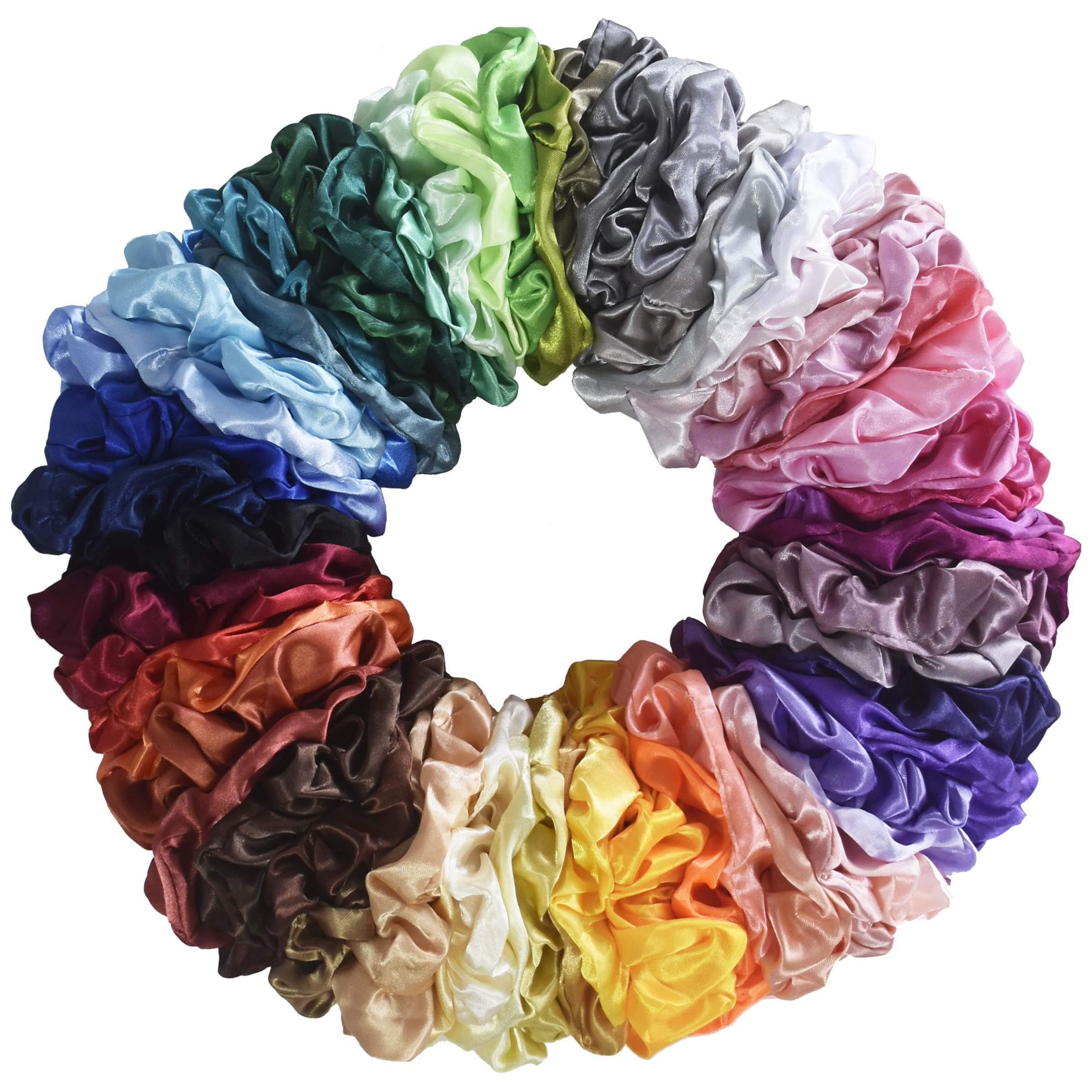 62 Pcs Hair Silk Scrunchies Satin Elastic Hair Bands Scrunchy Hair Ties Ropes Scrunchie for Women Girls Hair Accessories - 62 Assorted Colors Scrunchies (62 PCS)