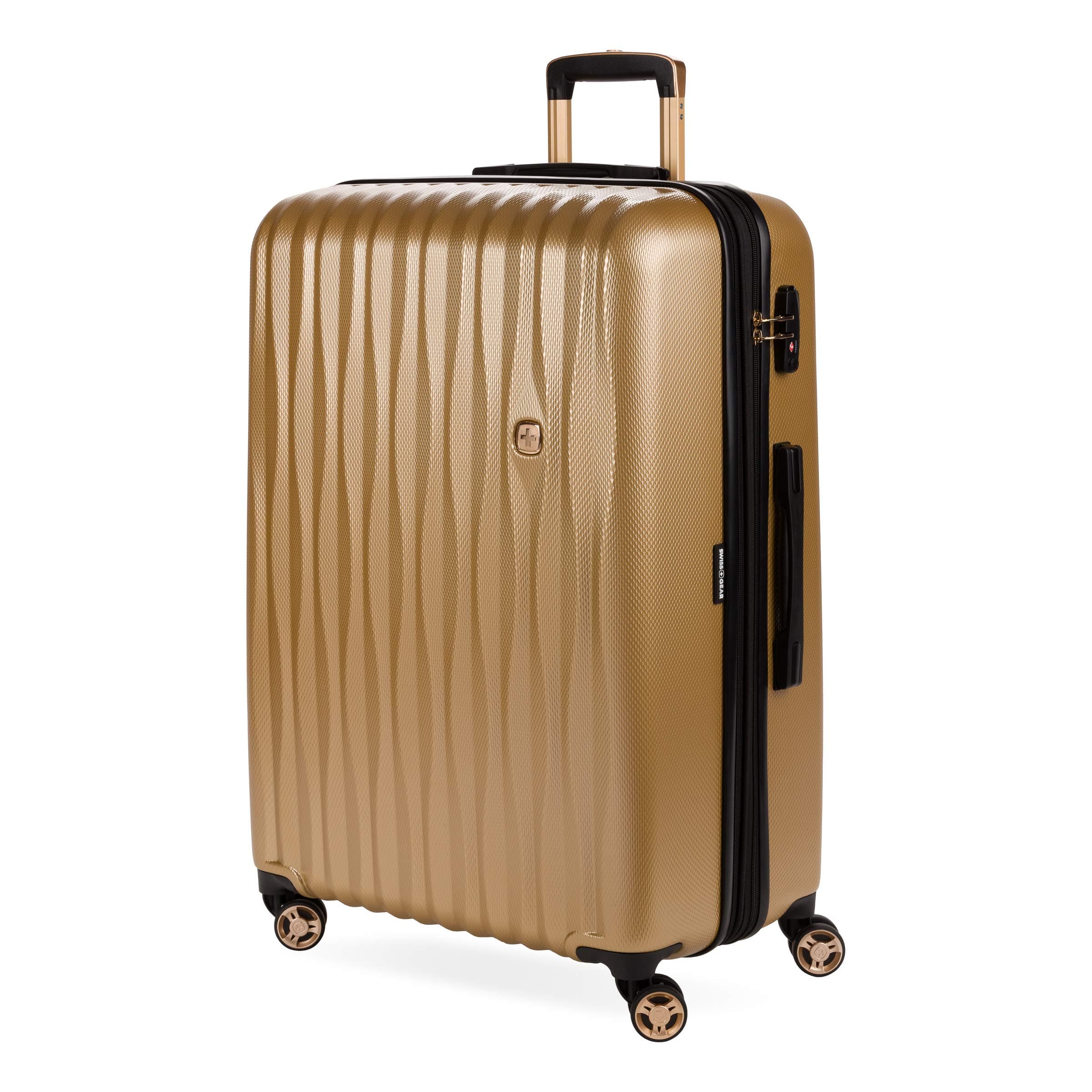 SwissGear 7272 Energie Expandable Hardside Luggage with Spinner Wheels and TSA Lock, Gold, Checked-Large 27-Inch