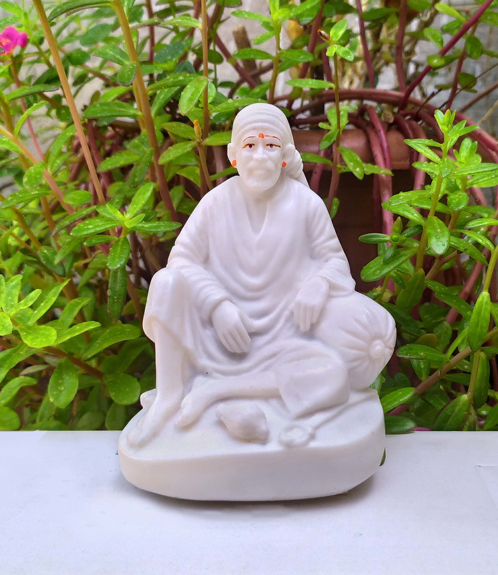 SHINDE EXPORTS shirdi saibaba Idol Marble/saibaba Idol for car Dashboard 11 cm