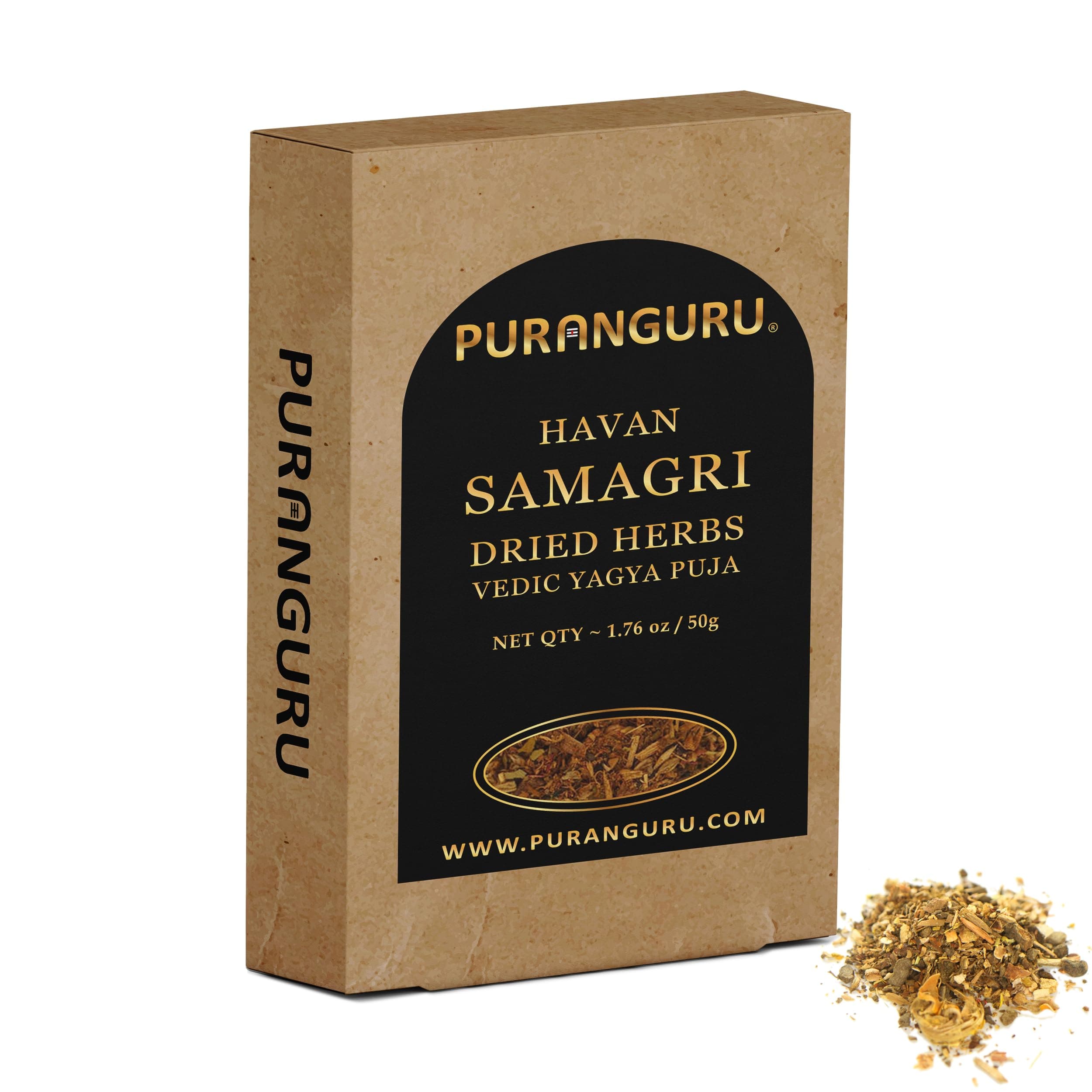 PURANGURUHavan Samagri for Puja | 50g/1.76 oz | Vedic Yagya Puja Hawan Samagri | Natural Fragrant Dried Herbs for Burning | Home Havan Kund Homam Samagri | Energy Cleansing, and Spiritual Protection