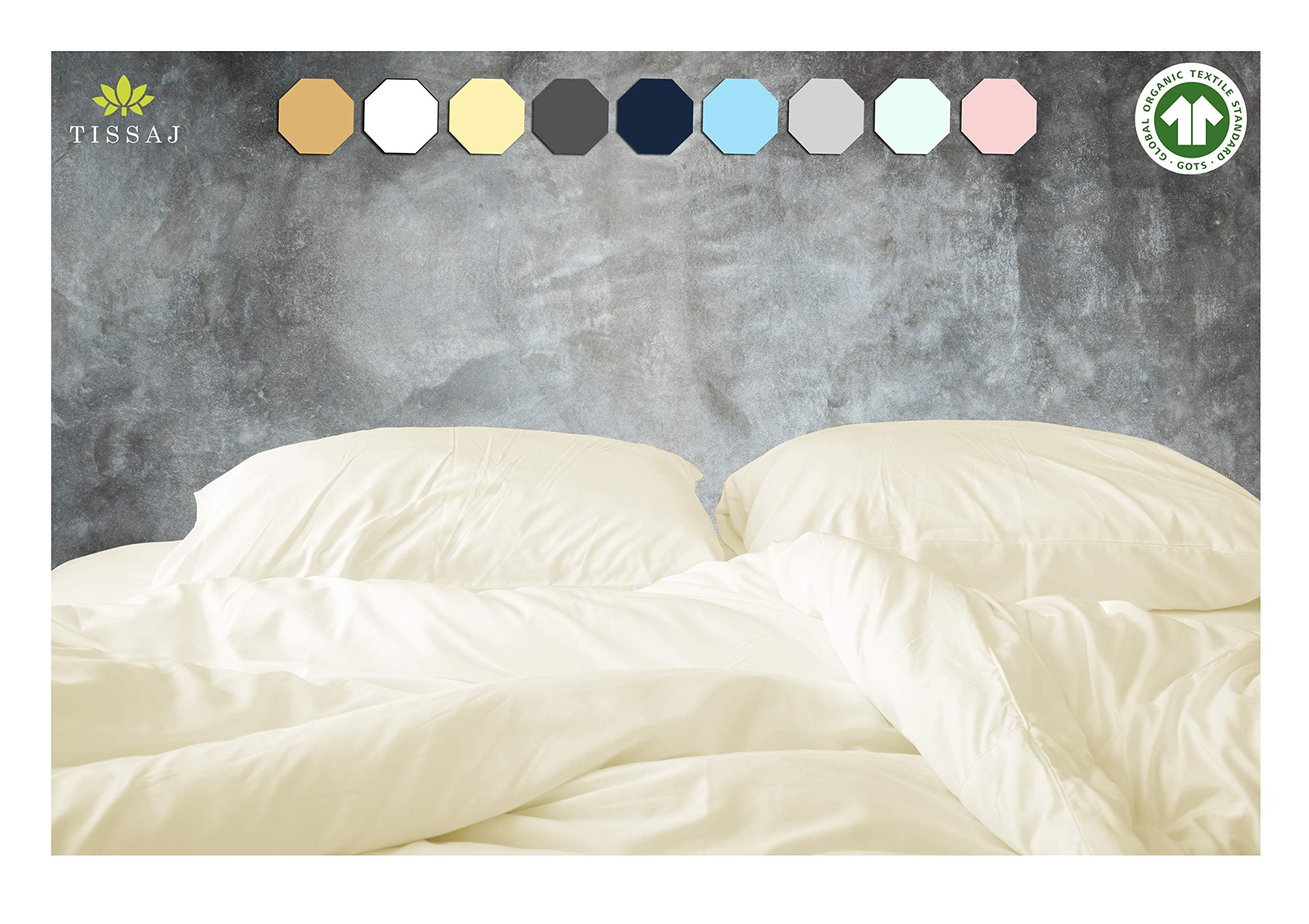 Organic Cotton Duvet Cover Queen/Full – Natural – GOTS Certified – Soft & Smooth Sateen Weave – Secure Fit with Corner Ties & Envelope Closure – Premium Bedding – Machine Washable – Tissaj