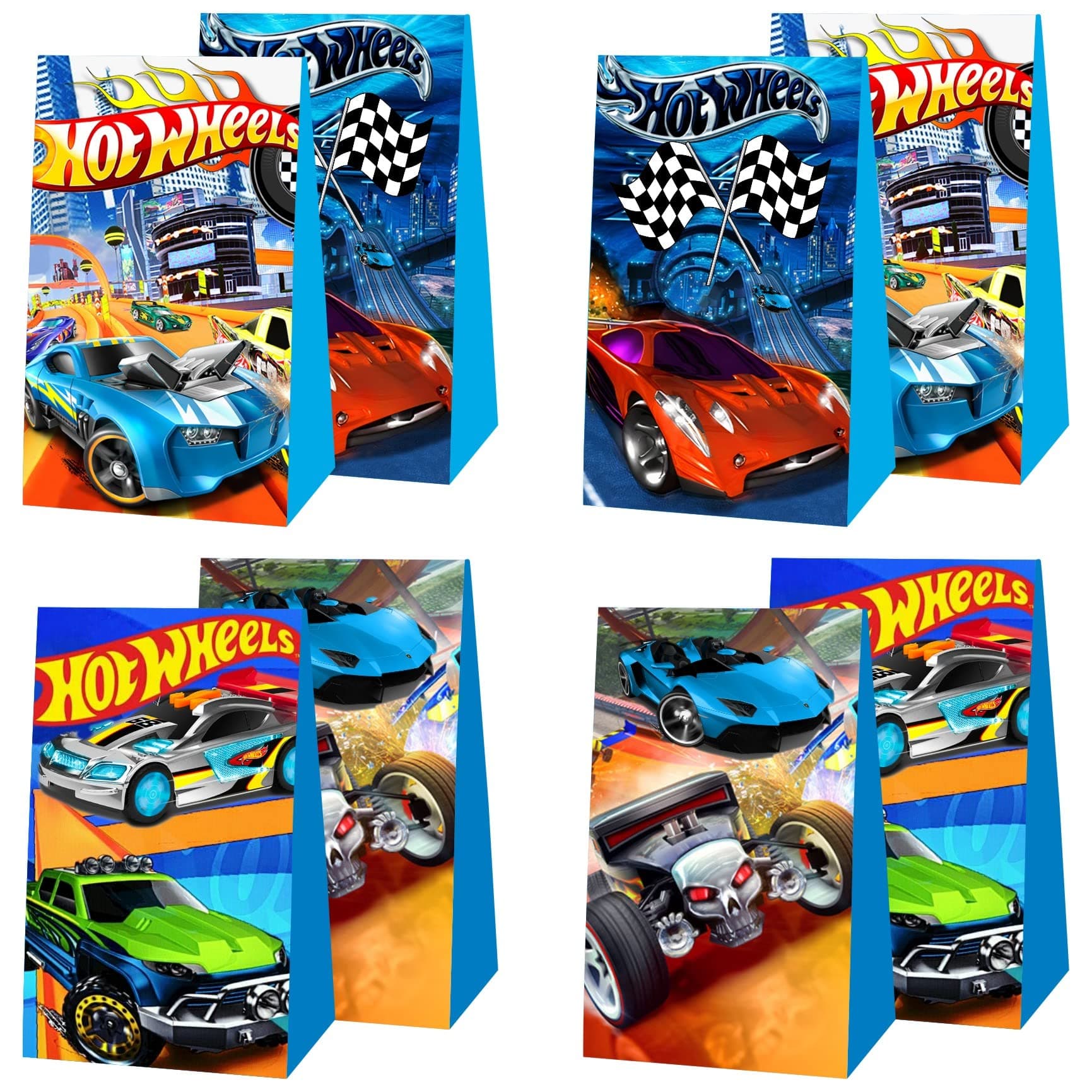 12pcs Hot Cars Party Favor Gift Bags, Monster Trucks Birthday Party Supplies for Cars Party Decorations