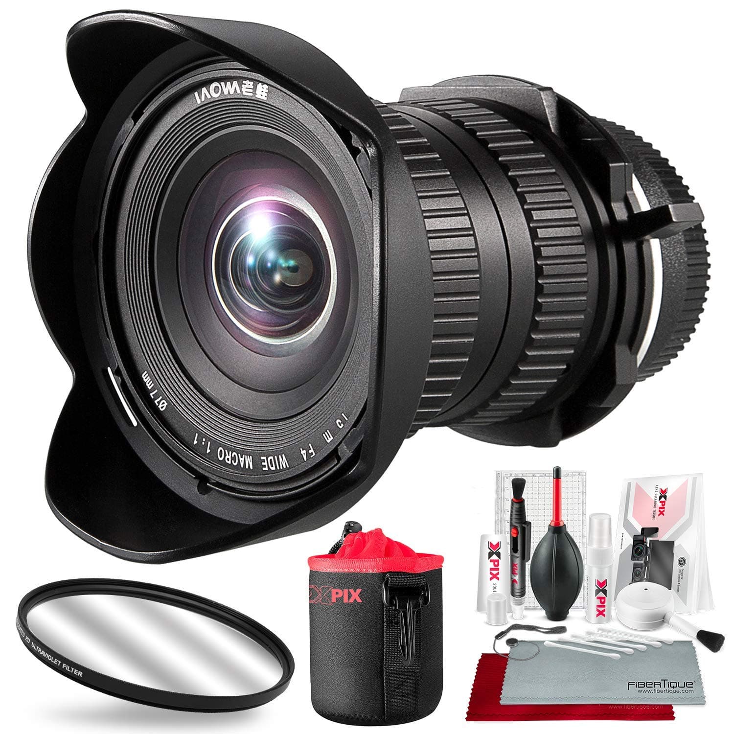 Venus Optics Laowa 15mm f/4 Macro Lens for Nikon F with Xpix Lens Pouch and Deluxe Cleaning Kit Accessory Bundle
