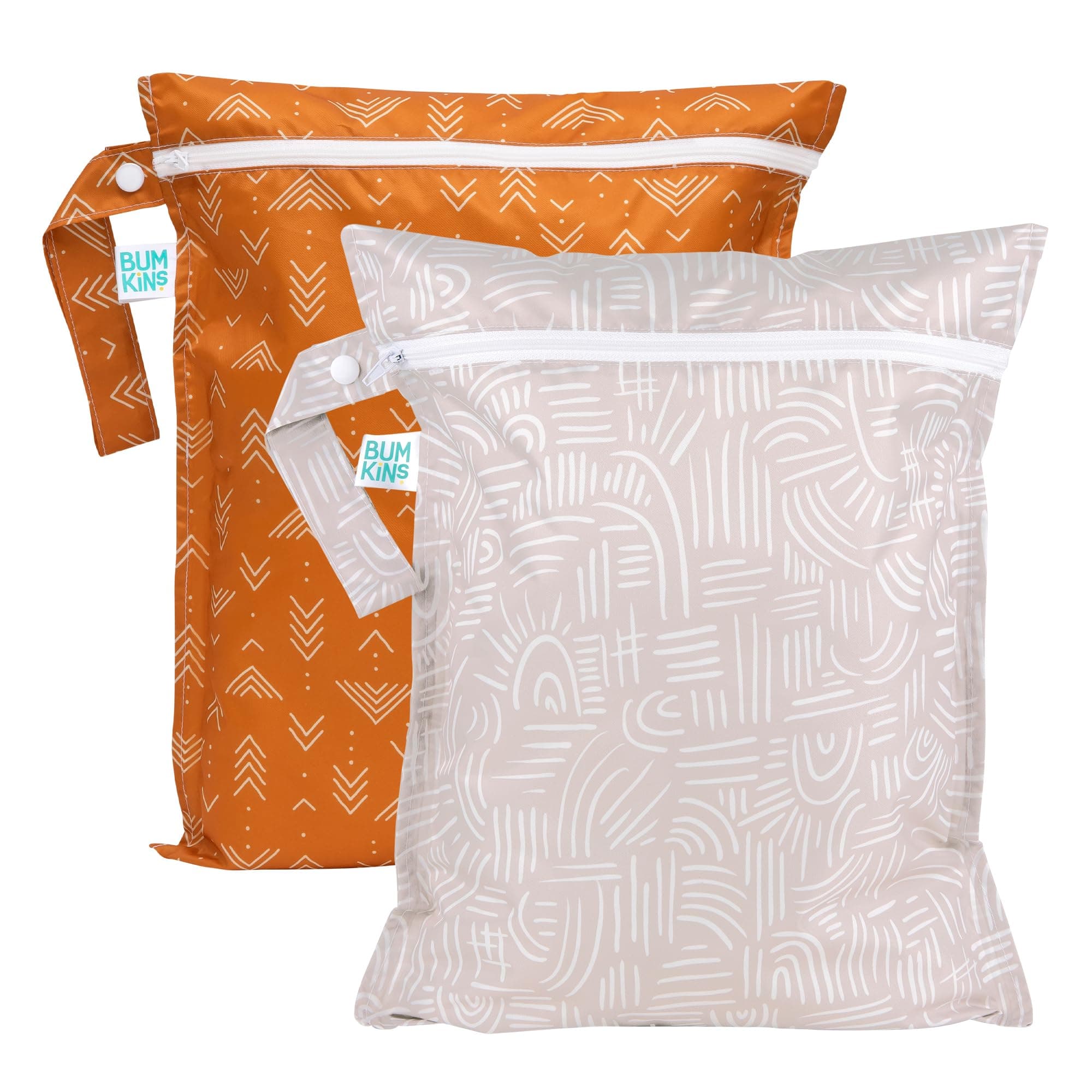 Waterproof Wet Bag - For Baby, Travel, Swim Suit, Cloth Diapers, Pump Parts, Pool, Gym, Toiletry, Strap to Stroller - Reusable & Easy to Clean - 2pk - Desert Boho