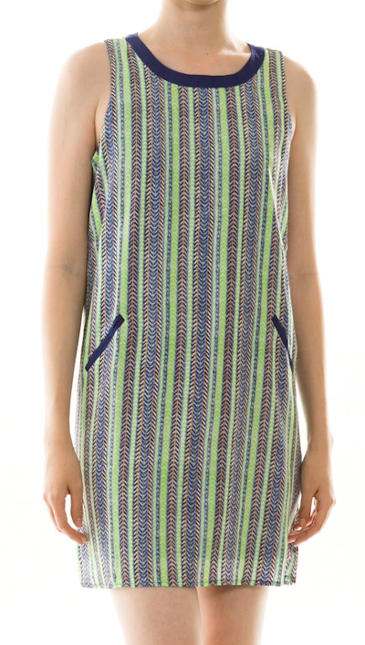 Hello Miss Abstract Stripe Chevron Sleeveless Shift Dress Size Small