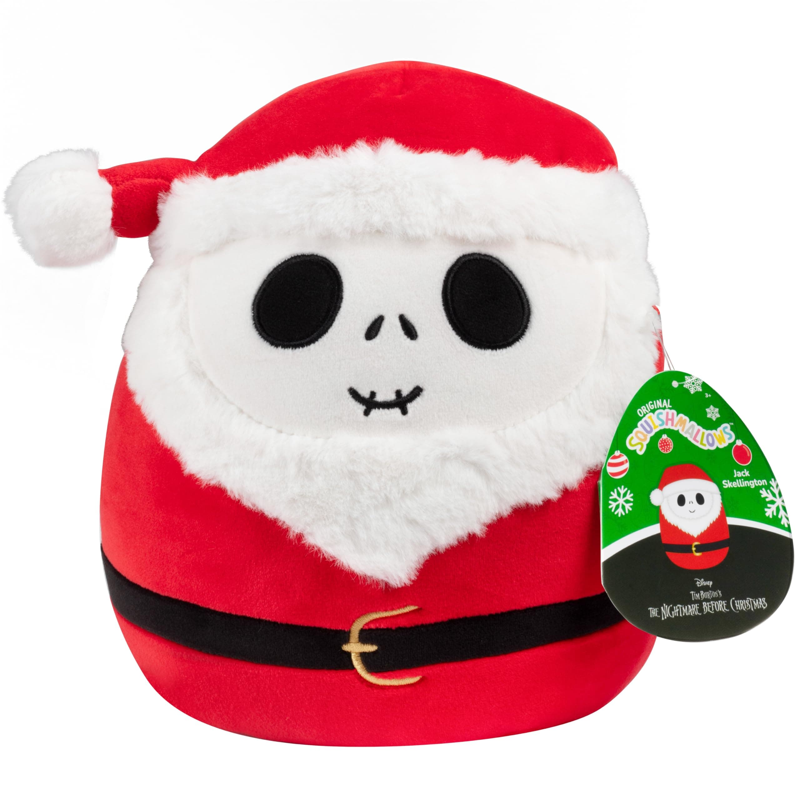 Squishmallows Original 8-Inch Jack Skellington Santa Claus- Nightmare Before Christmas - Official Jazwares Disney Plush - Collectible Soft & Squishy Stuffed Animal Toy - Gift for Kids, Girls & Boys