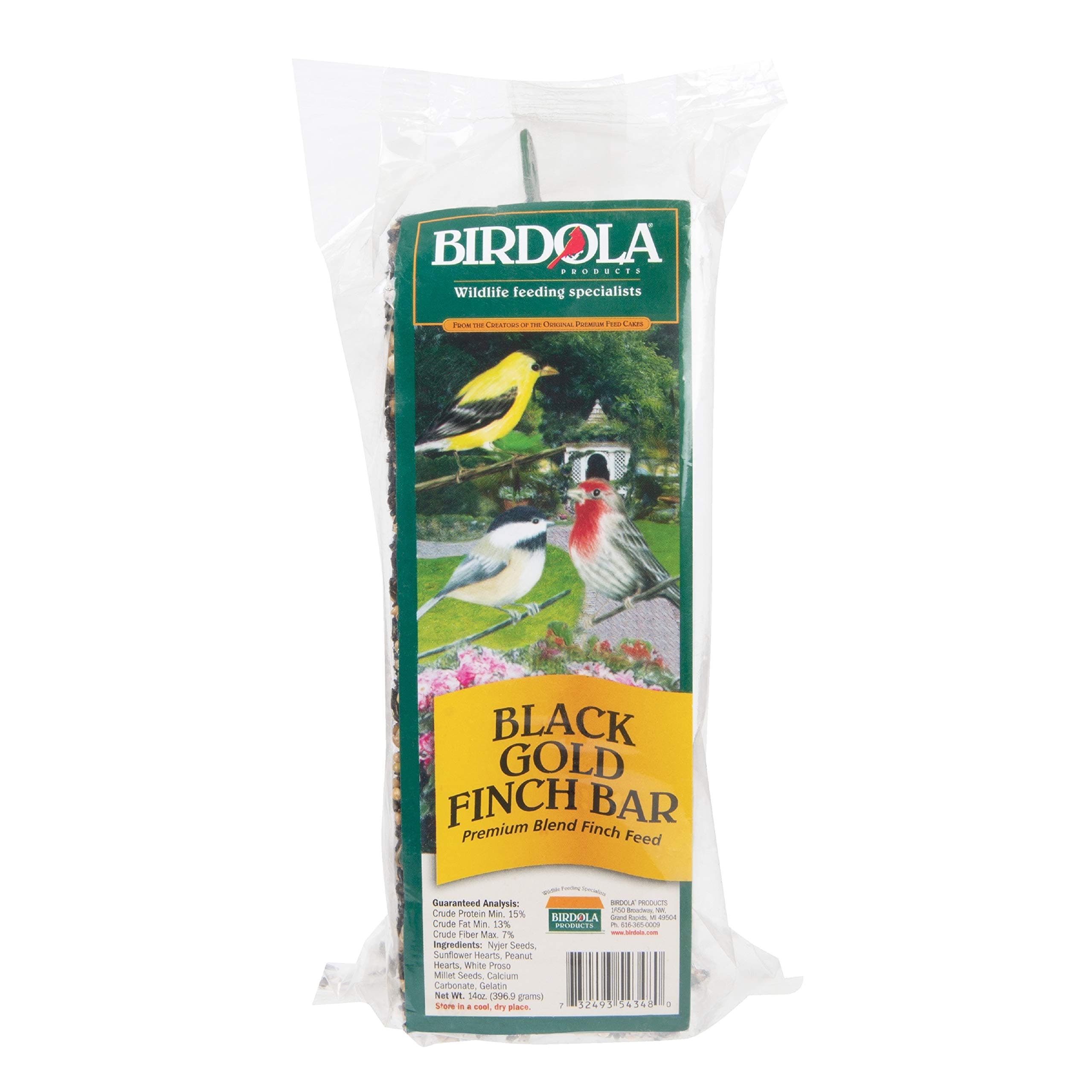 Birdola 54348 Bar Premium Blend Seed, Ounce, Black Gold Finch, 14-oz