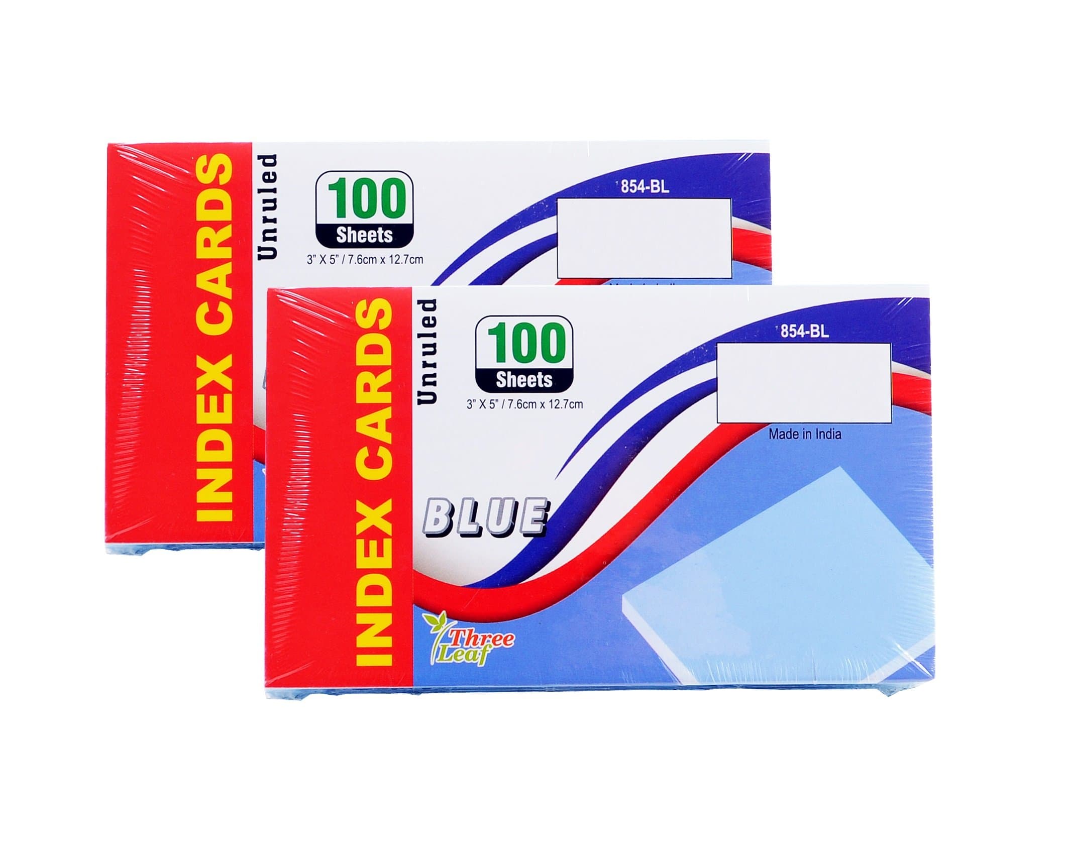three leaf2-Pack Colored Index Cards, 3x5-Inch, Unruled, Blue, 100-Count per Package from Northland Wholesale. (2 Packs of 100)
