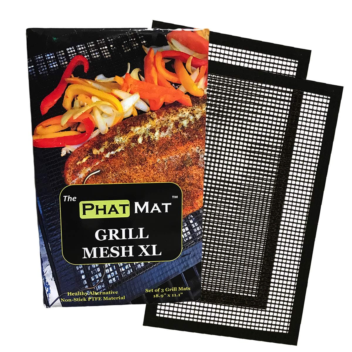 Non Stick Grill Mesh Mats XL - Set of 2 - Nonstick Heavy Duty BBQ Grilling & Baking Accessories for Traeger, Recteq, Green Mountain, Smoker & Oven - 19 inches x 11 inches