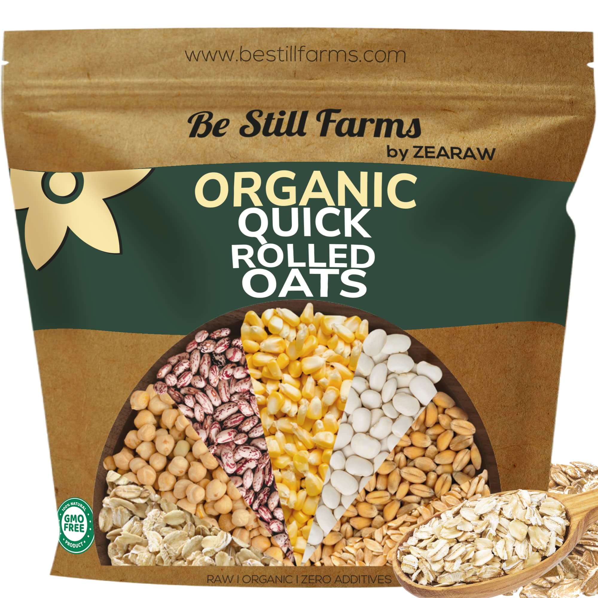 Be Still Farms Quick Rolled Oats Organic Instant Oatmeal - Old Fashioned Oats Bulk (4.8 lb) - 100% Whole Grain | High Protein Cereal | USDA Certified | USA Grown | Vegan | Non-GMO | Sugar Free