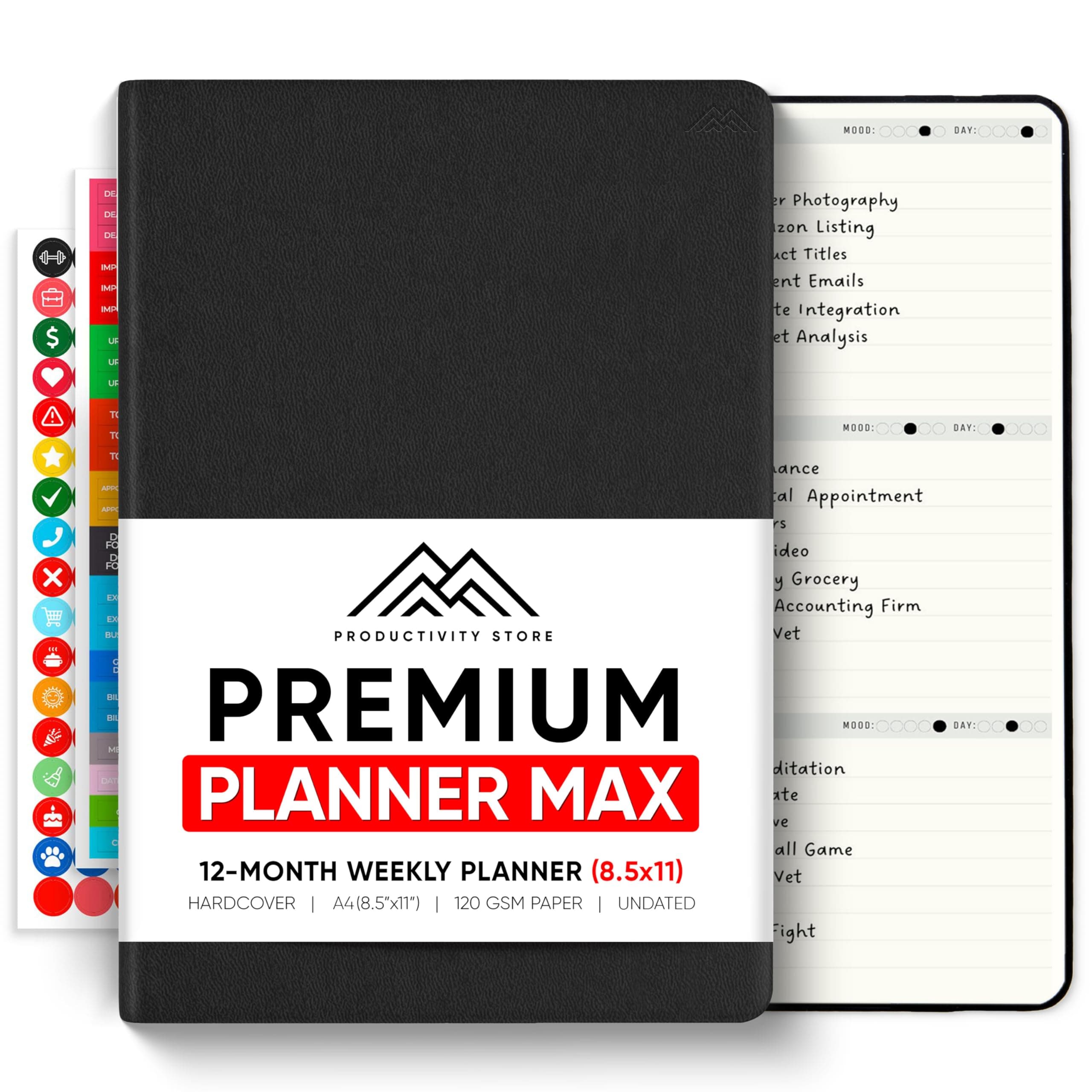 Undated, 2026 Planner, 8.5" x 11" - The #1 Productivity Planner to Achieve Your 2026 Goals - Planner 2026-2027 by PRODUCTIVITY STORE (A4, BLACK)