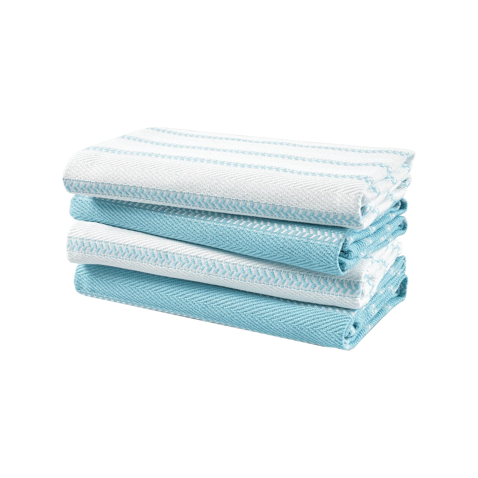 LANE LINEN Kitchen Towels Set - Pack of 4 Cotton Dish Towels for Drying Dishes, 18”x 28”, Kitchen Hand Towels, Absorbent Tea, Dish Towels, Quick Drying Towel Set - Aqua