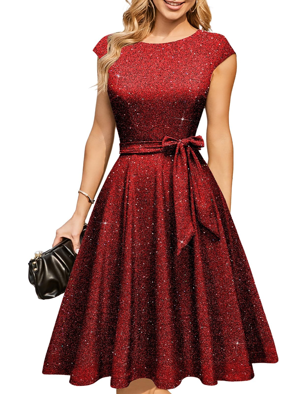 DRESSTELLS Women's Cocktail Dresses, Formal Wedding Guest Modest Church Vintage Tea Party Midi Evening Dress