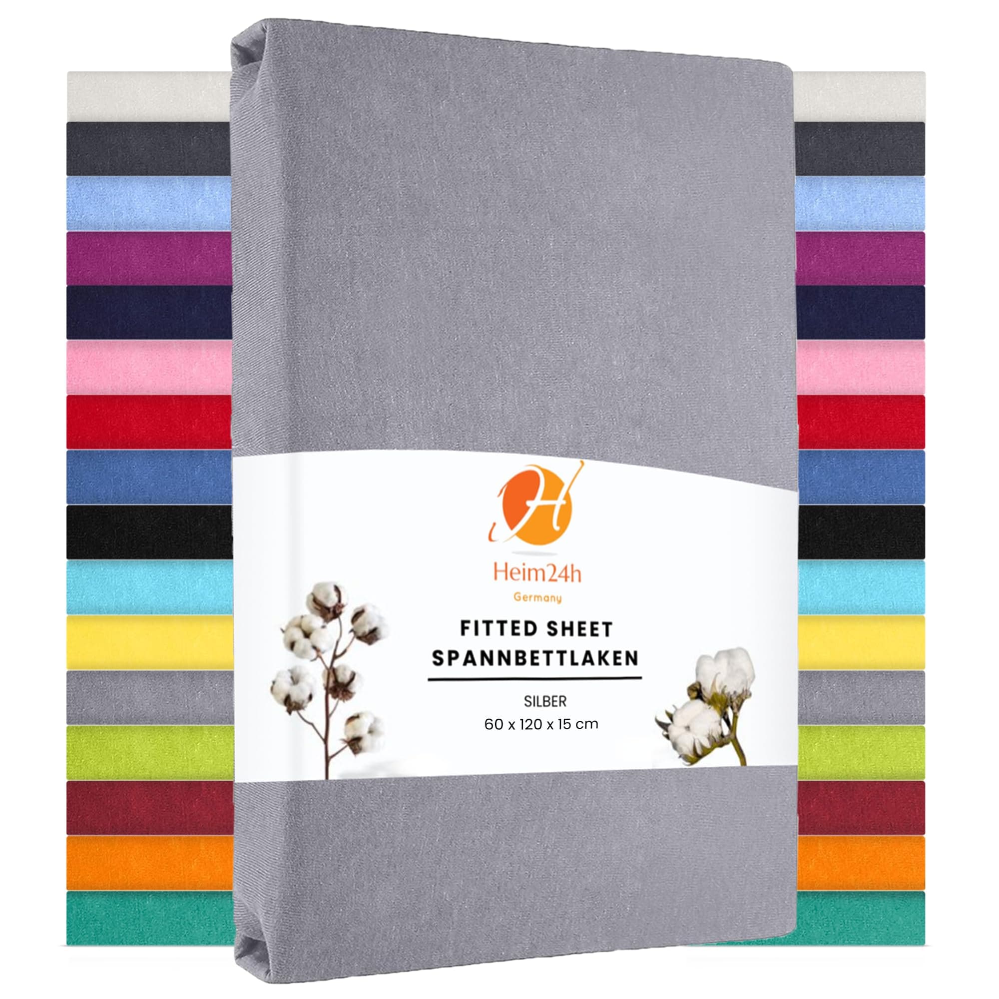 Heim24h® Premium bed fitted sheet with deep pockets of 7 to 11 inches with 100% coton easy fit breathable cooling wrinkle free and Comfy (Grey, 2FT6 SMALL SINGLE)