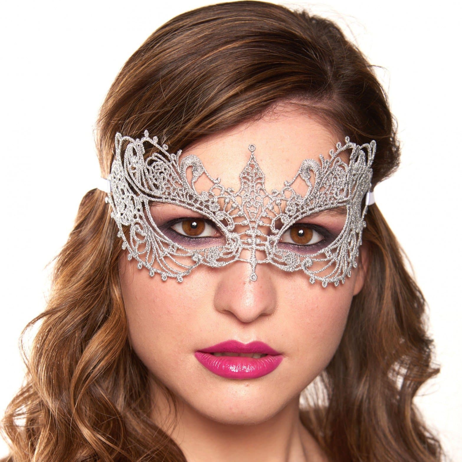 Masquerade Mask, Stunning All Lace Goddess Ana Masquerade Mask, Silver Gray