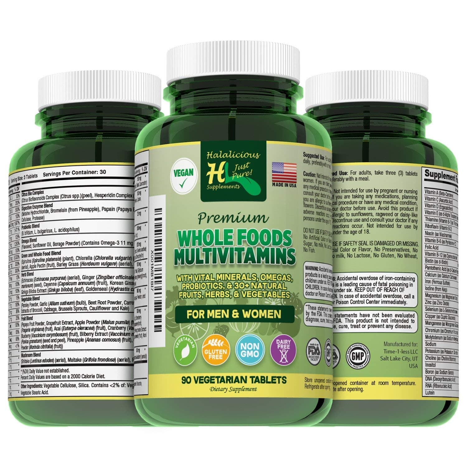 Vegan, Halal, Mega-Multivitamin Plus Vitamin K and Minerals: for Men/Women Vitamin