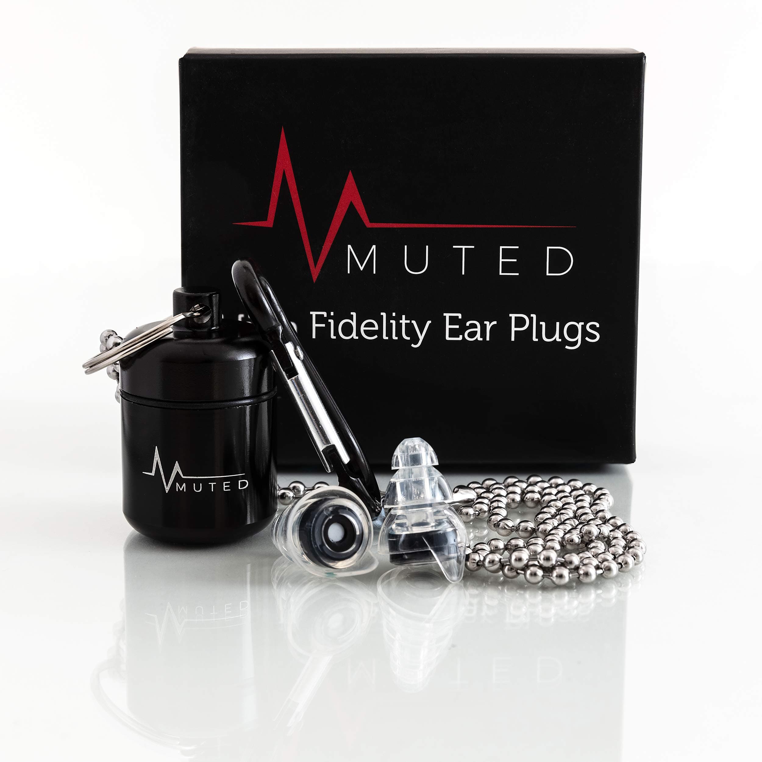 MUTED Ear Plugs: Made from Soft Silicone. Hearing Protection Ideal for Concerts, Musicians, DJ, Drumming, Sleeping on Flights, Shooting, Singers etc. High Fidelity Earplugs with Carry Case