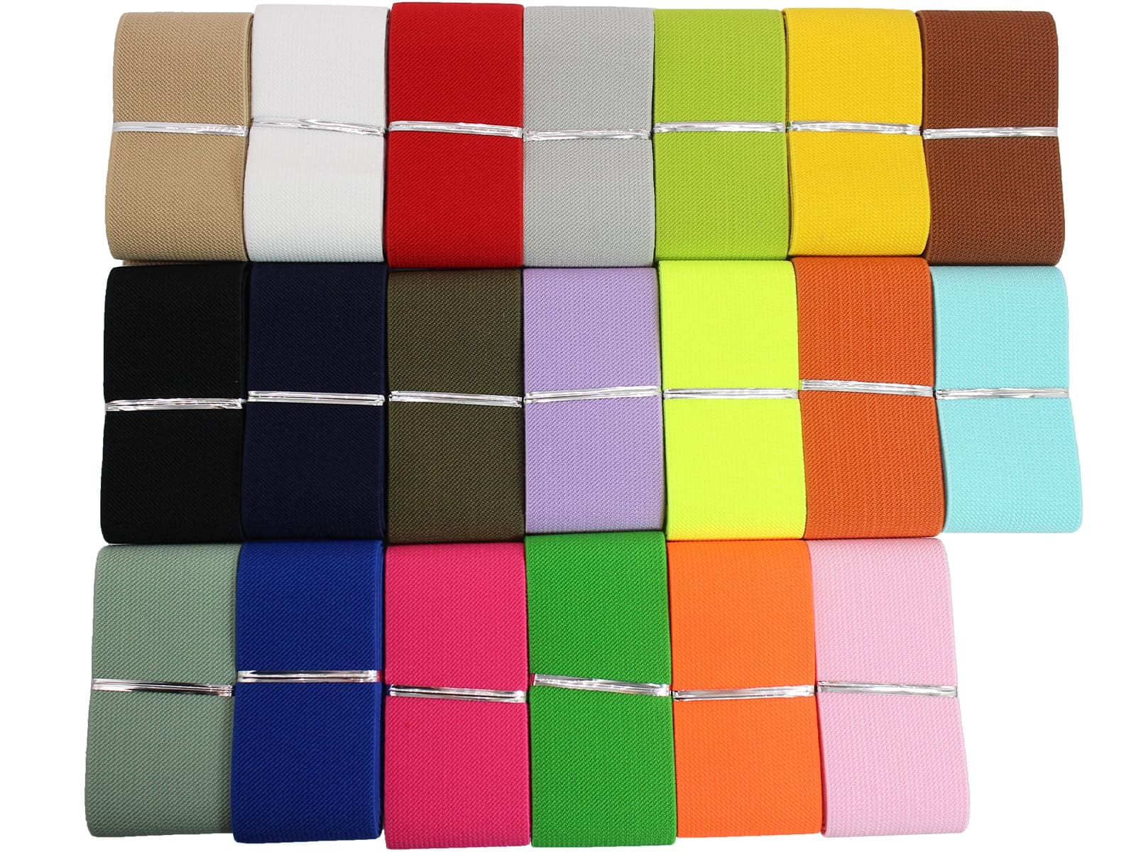 2 inch Knit Elastic Band for Sewing Waistband 20 Yards Colored Wide Elastic Binding Tape Thick Elastic Stretch Elastic Ribbing Fabric for Neckline Stretchy Elastic Strap for Pants-Skirts- DIY Craft