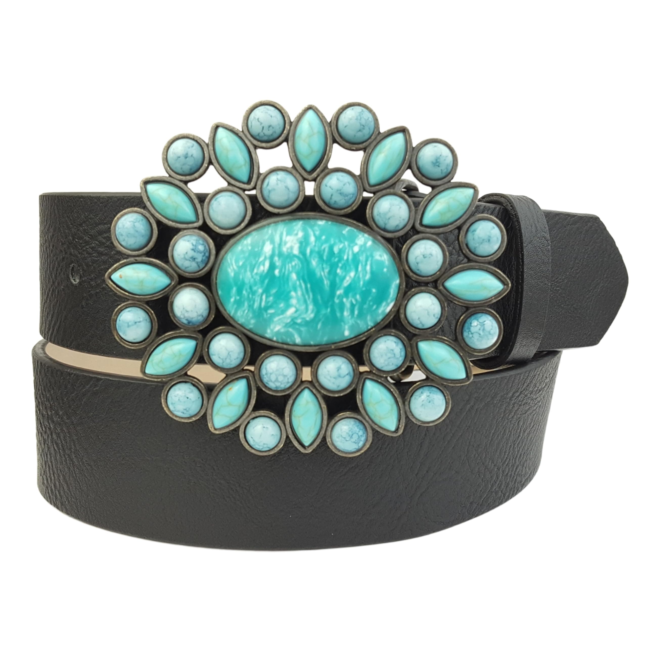 Western Turquoise Buckle with Vegan Belt.