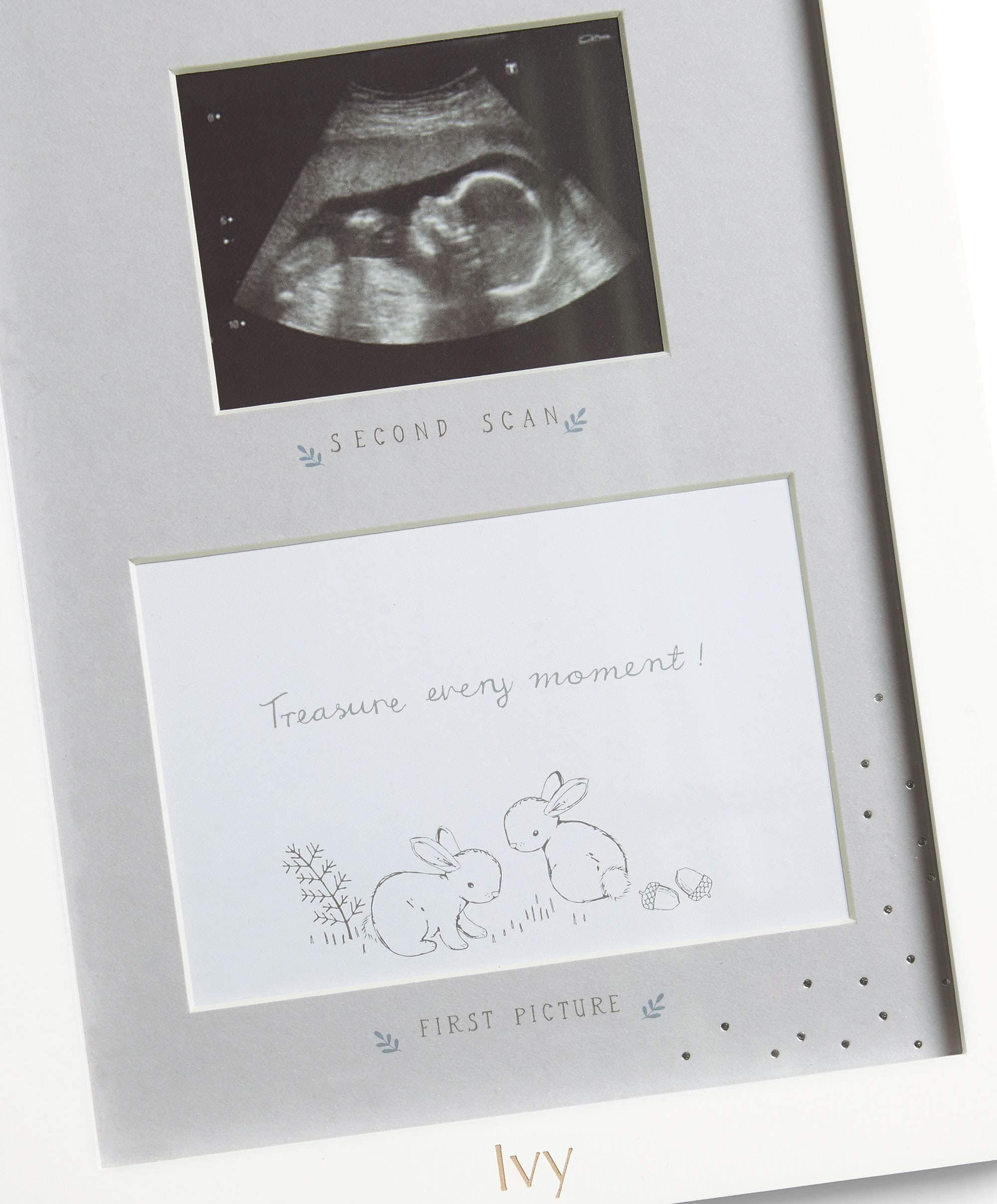 Baby Forever Treasured Double Scan Photo Frame Keepsake Gift, Cream