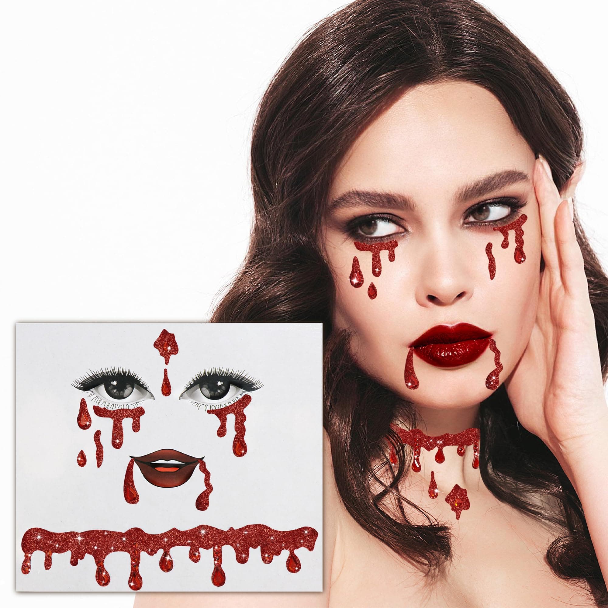 Vampire Face Jewels, Vampire Costume Women Face Jewels Stick on, Vampire Accessories Vampire Face Stickers Halloween Costumes for Women
